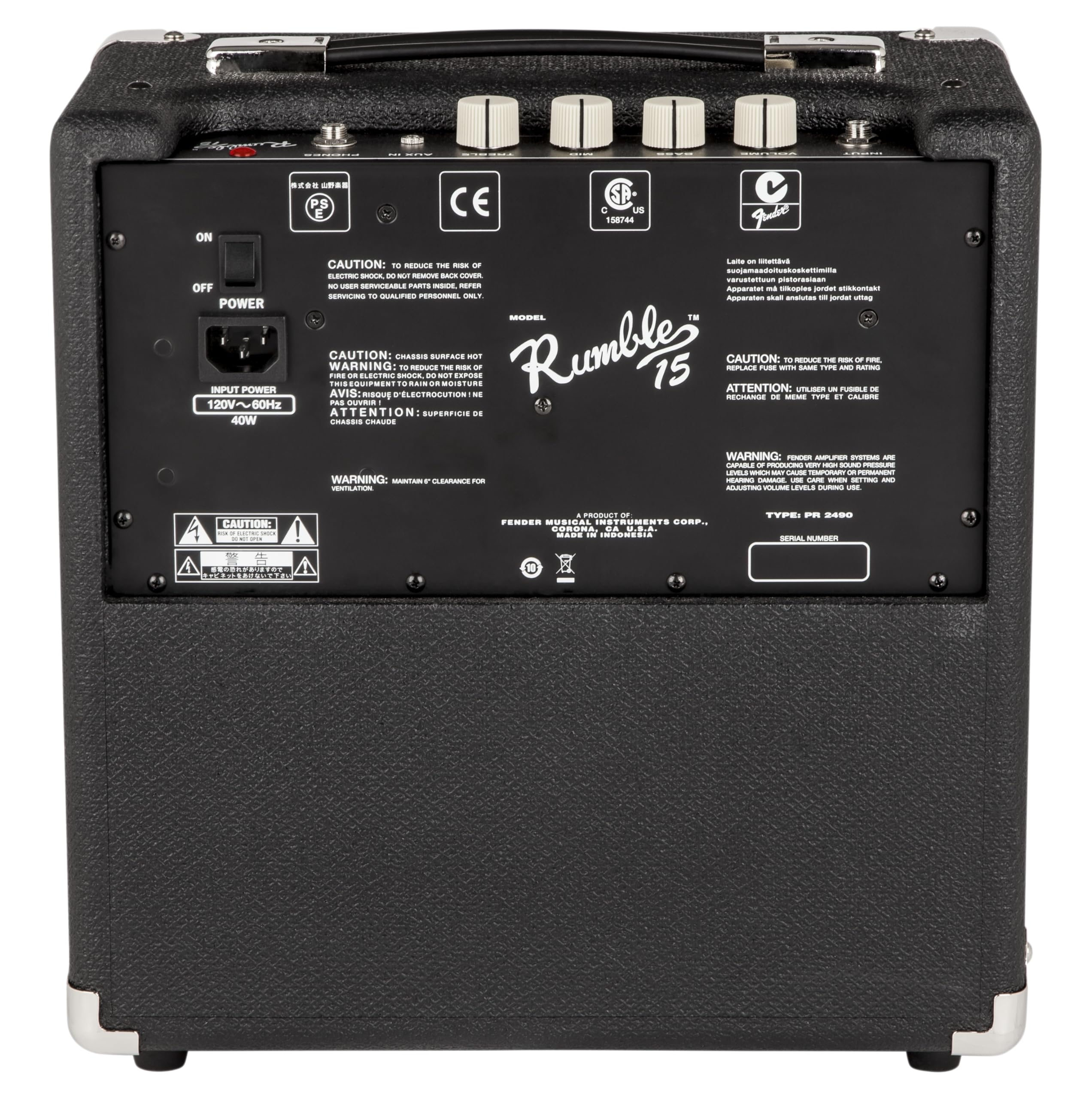 Fender Rumble 15, Bass Amp, 15W, Suitable for Electric Bass