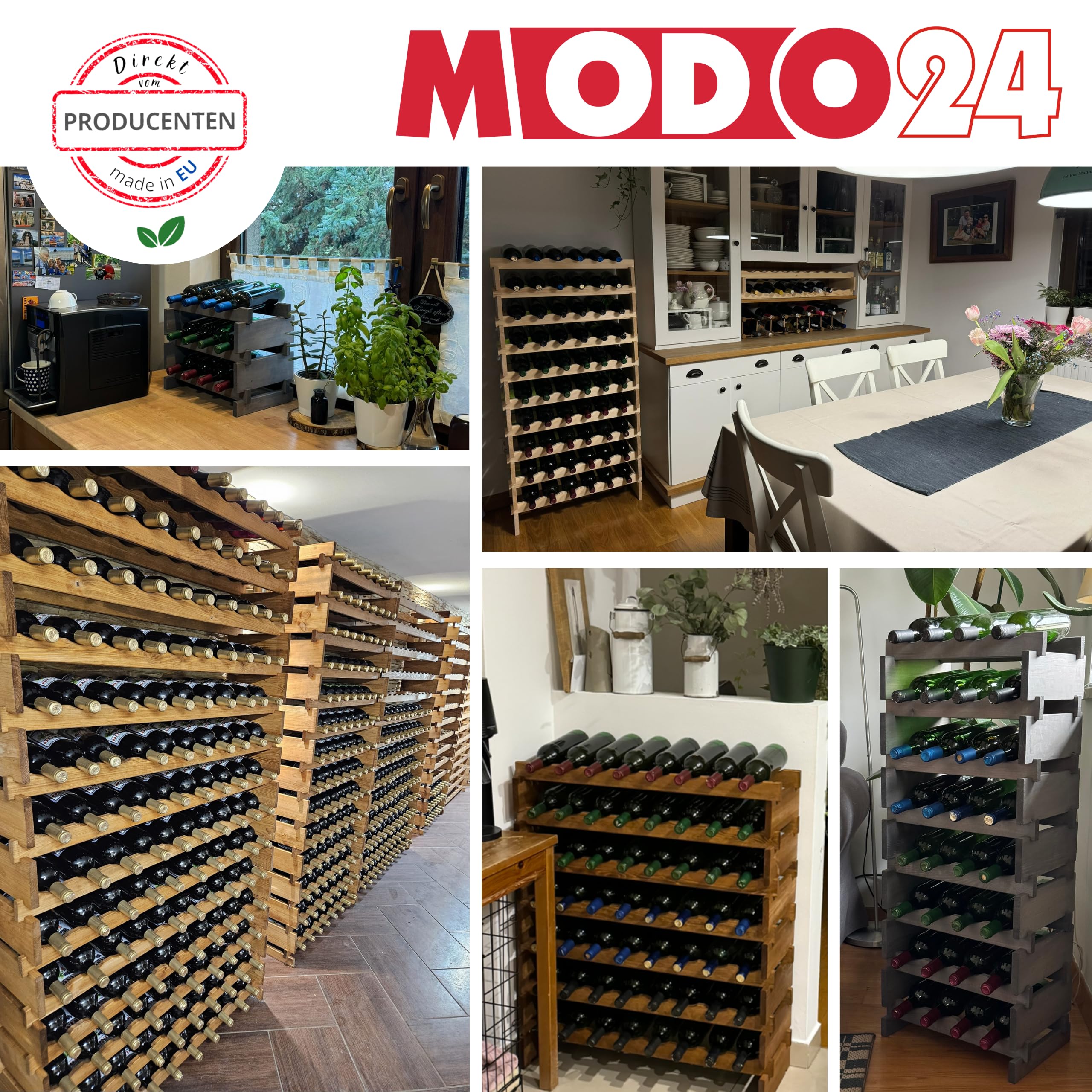 Weinregal, Holzregal, Modulares Weinständer, Weinhalter, Flaschenständer, Flaschenregal, Modernes Getränkeregal, Weinschrank, Weinregal für 36 Flaschen, Abmessungen 37x122,4x28 cm, Farbe: Braun