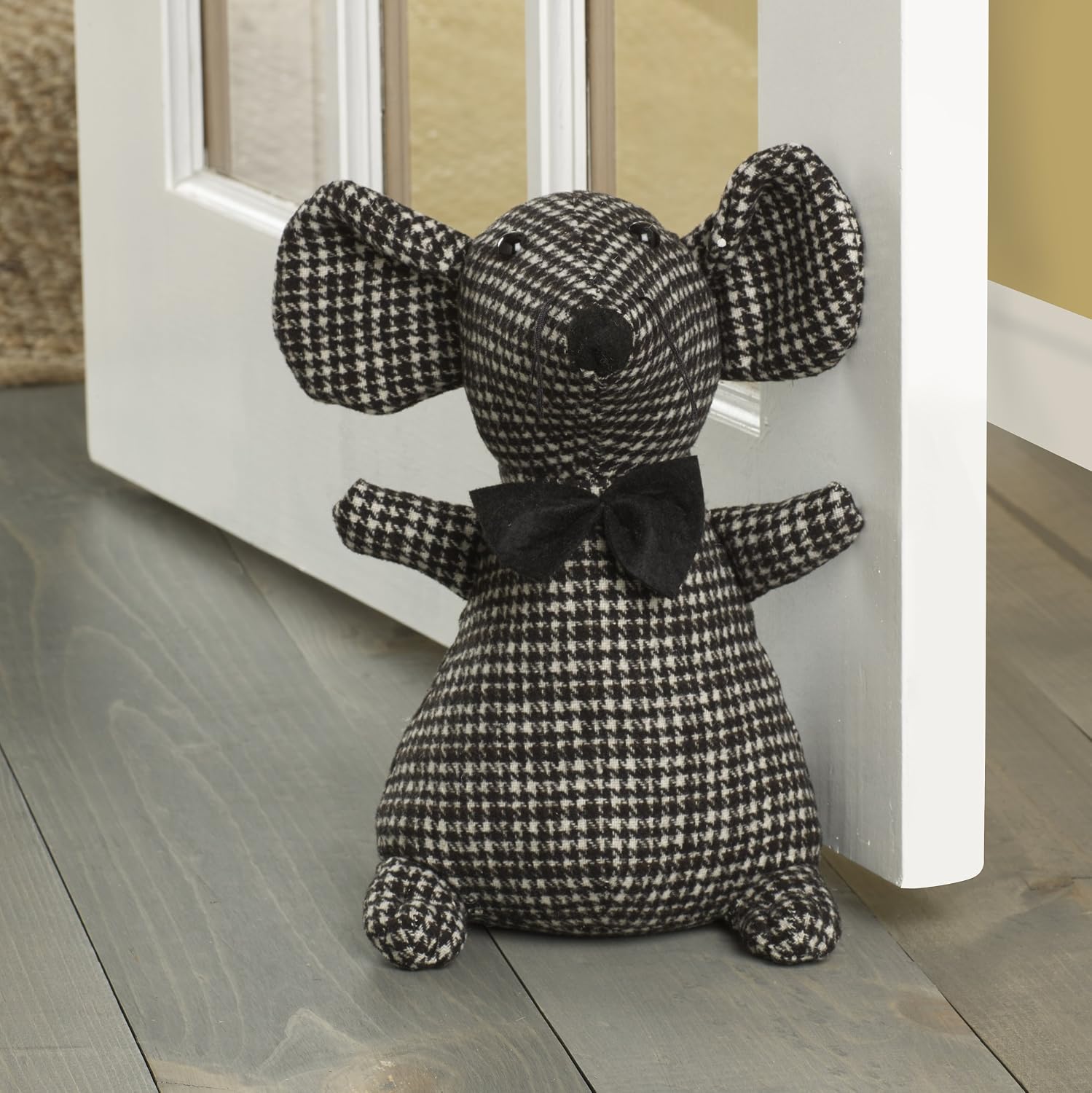Elements 5218432 Decorative Polyester Door Stop, 10", Checkered Mouse