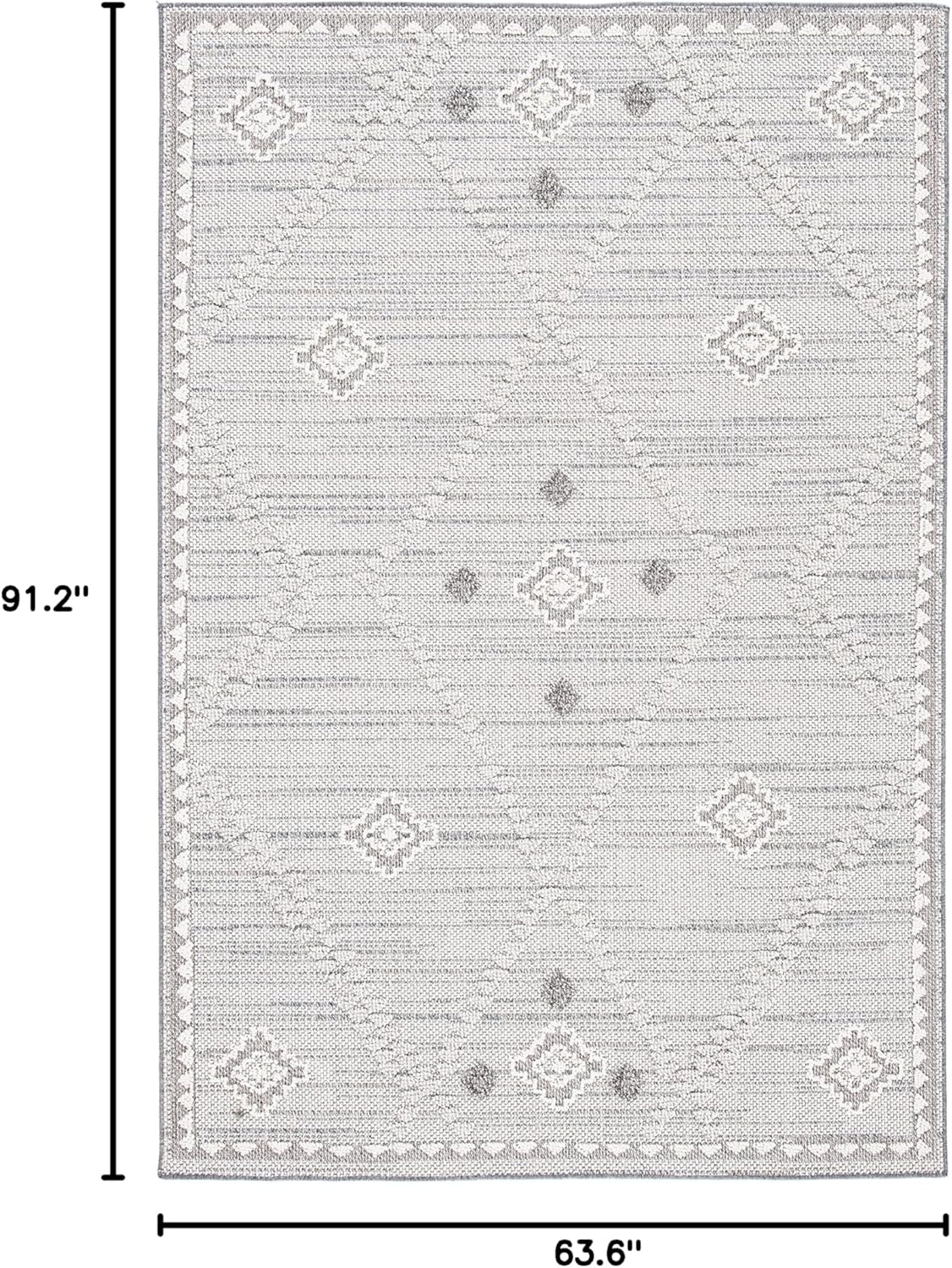 SAFAVIEH Global Collection Area Rug - 5'3" x 7'6", Light Grey & Ivory, Non-Shedding & Easy Cleaning, Ideal for Living Room, Bedroom, Office, Dining Space (GLB868G)