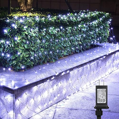 LED Christmas Net Lights Outdoor Decorative Lights, 6.6ftx3.3ft 160 LED Fairy Mesh Lights, 8 Modes Waterproof Connectable Plug In Christmas Lights
