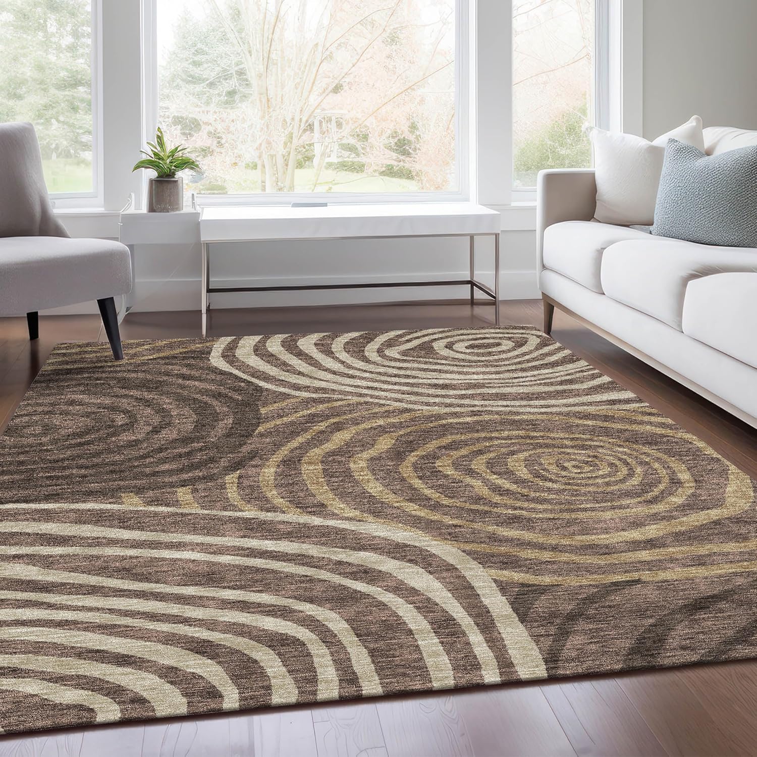 Addison Rugs Chantille ACN765 Brown 5' x 7'6" Indoor/Outdoor, Machine Washable, Easy Clean, Non Shedding, Bedroom, Living Room, Dining Room, Kitchen, Patio Rug