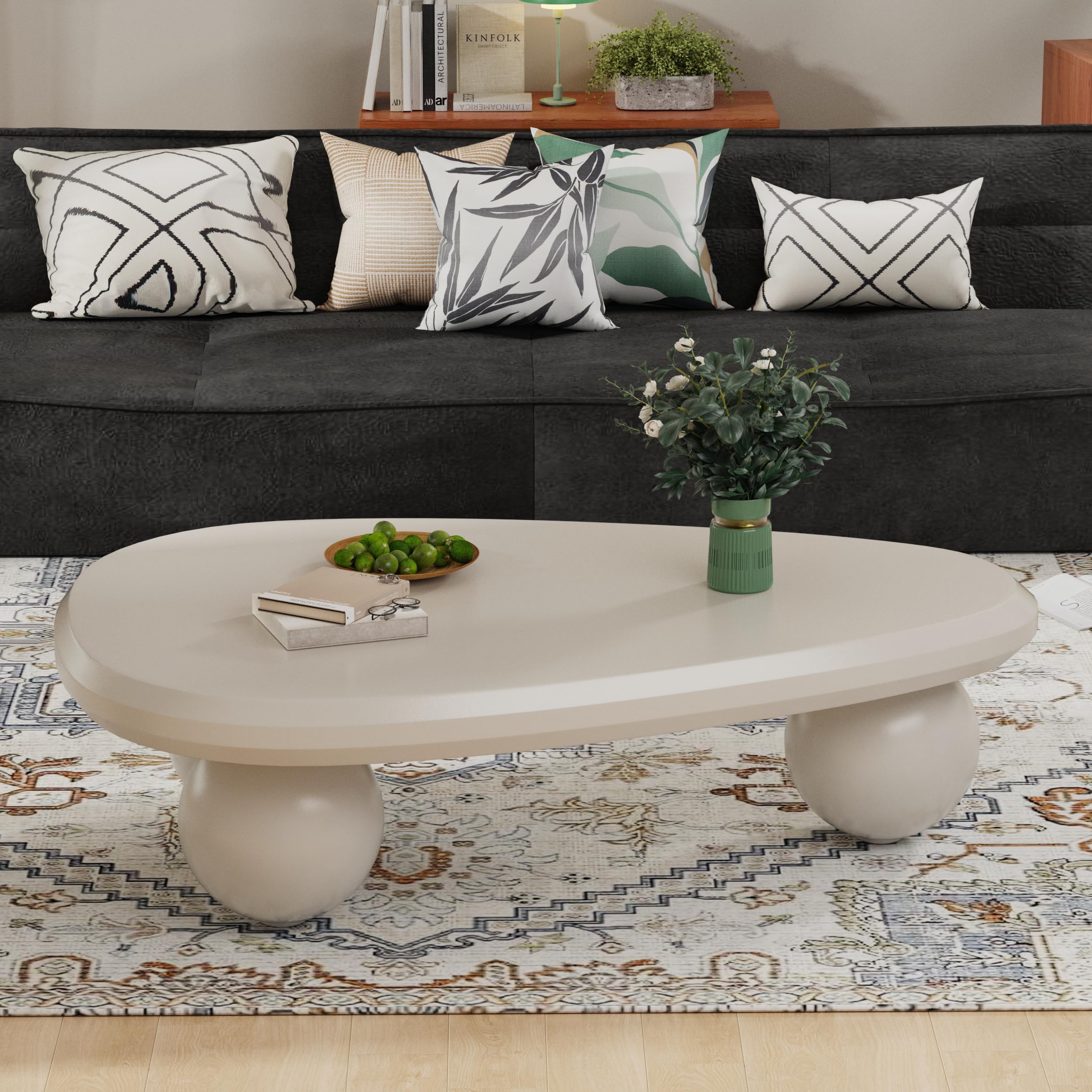 Table basse gain de place ovale pour sécuriser et moderniser le salon