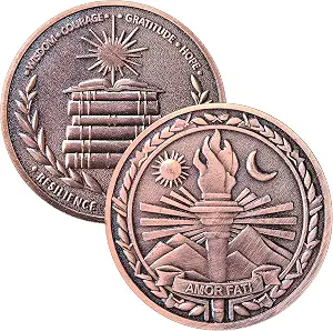 Amor Fati Challenge Coin 1.57" Zinc Alloy with Protective Case – Stoic Philosophy Pocket Token of Resilience & Perseverance