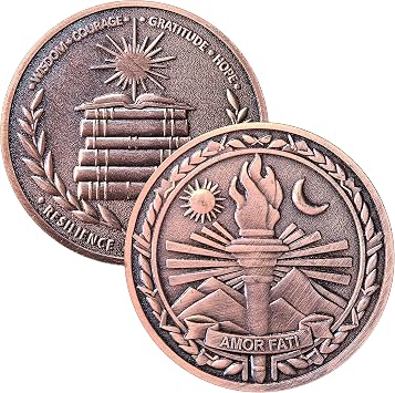 Amor Fati Challenge Coin 1.57" Zinc Alloy with Protective Case Stoic Philosophy Pocket Token of Resilience & Perseverance, Motivational Gift for Daily EDC