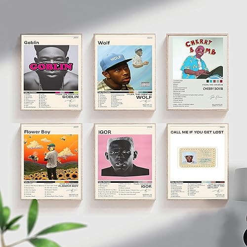 Tyler The Creator - Póster de la cubierta del álbum de música impreso, lienzo para pared, póster con firma limitada, juego de 6 pósteres estéticos