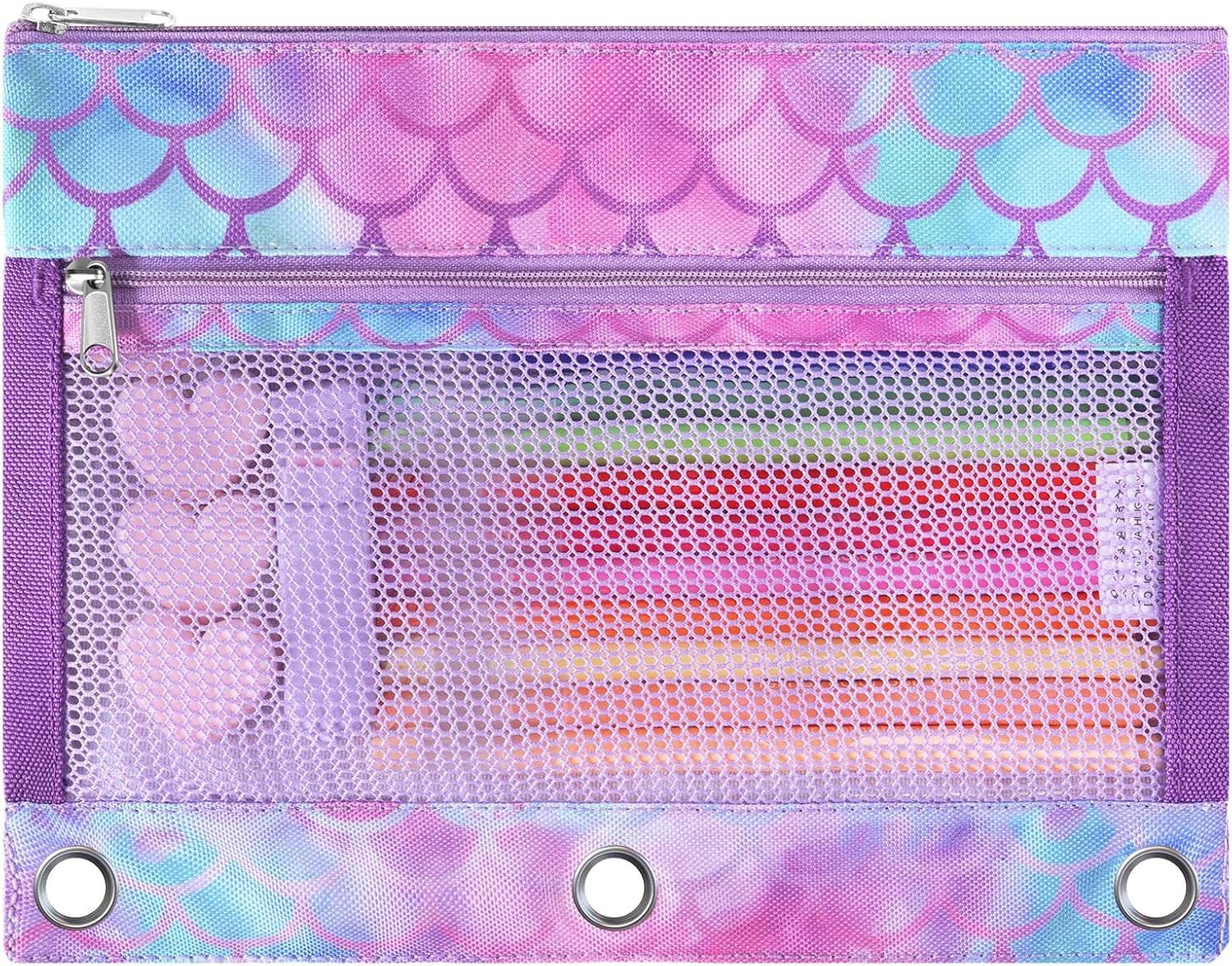 WAWSAM Mermaid Pencil Pouch for 3 Ring Binder, Binder Pencil Pouches for Girls with Zipper, Pencil Case with Clear Window, Cosmetic Bags for Office School College Supplies WAWSAM Mermaid Pencil Pouch for 3 Ring Binder, Binder Pencil Pouches for Girls with Zipper, Pencil Case with Clear Window, Cosmetic Bags for Office School College Supplies