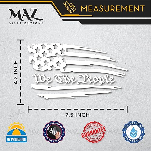 Miniatura 6 de MAZ DISTRIBUTIONS  Pegatina "We The People"  Vinilo adhesivo para laptop  Pegatina impermeable removible para botella de agua  Uso en interiores y