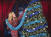 Vista 4 de Guirnalda de oropel de 25 pies perfecta para vacaciones, Día de los Caídos, Navidad, Año Nuevo, celebraciones, festivales, eventos especiales, Azul