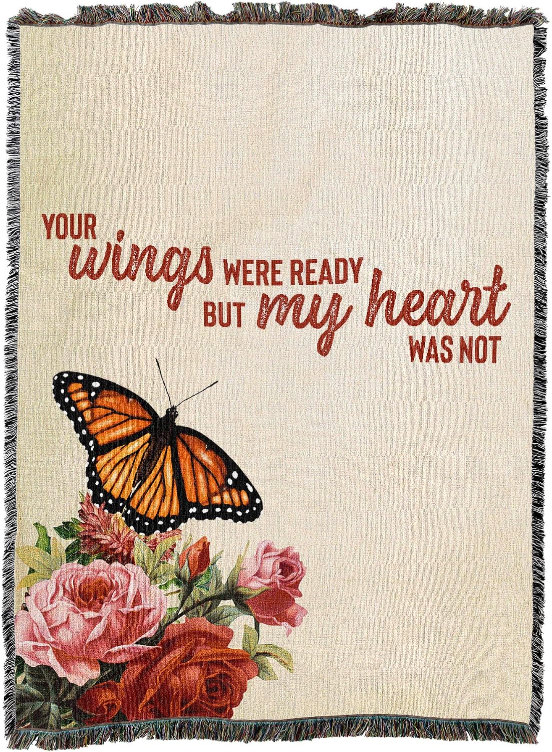 Pure Country Weavers Your Wings were Ready But My Heart was Not Blanket - Sympathy Bereavement Gift Tapestry Throw Woven from Cotton - Made in the USA (72x54)