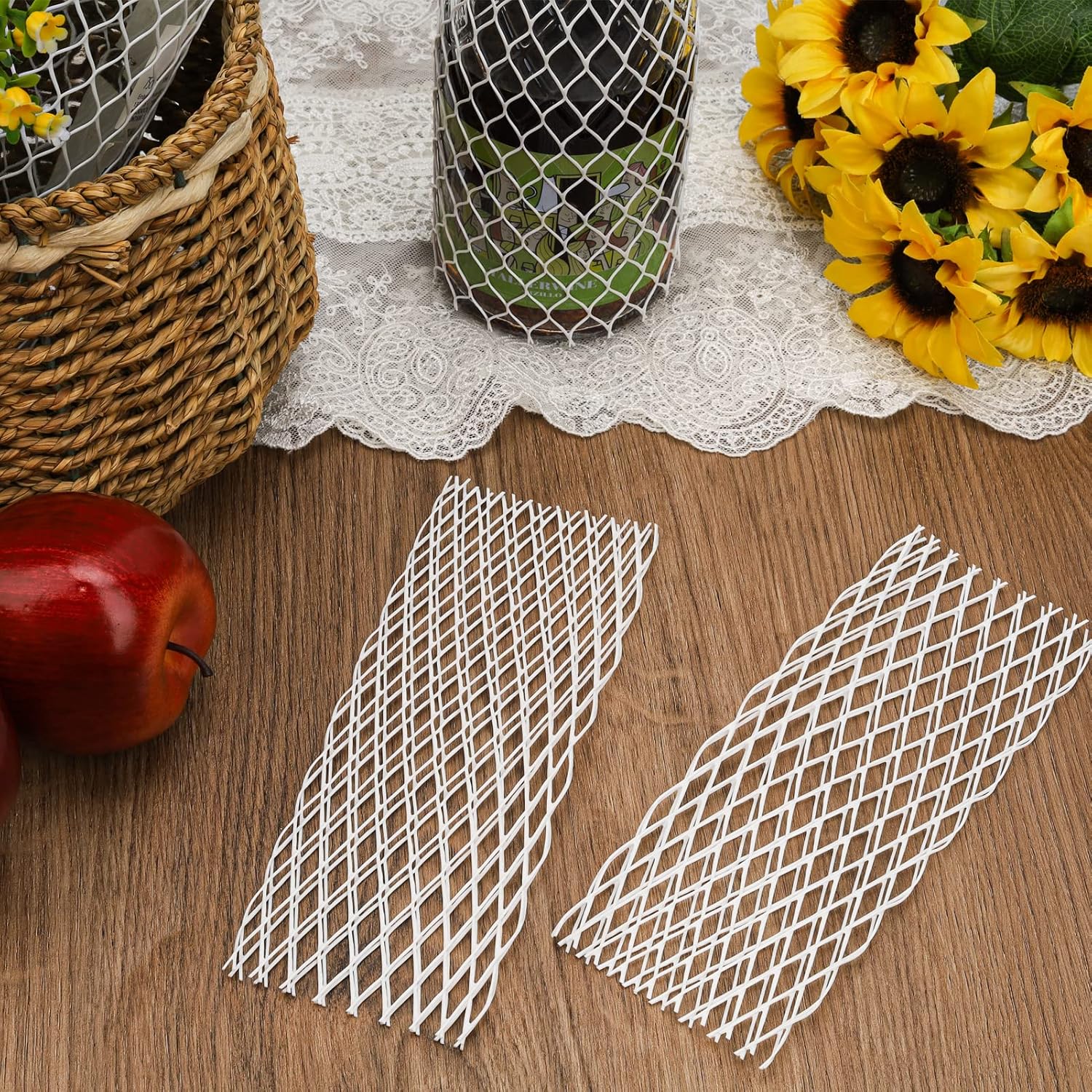 BTSD-home Wine Mesh Protective Sleeves, 50 Pcs, 7.87 Inch | Bottle Separation, Cushioning, Storage, Travel and Fulfillment Packing