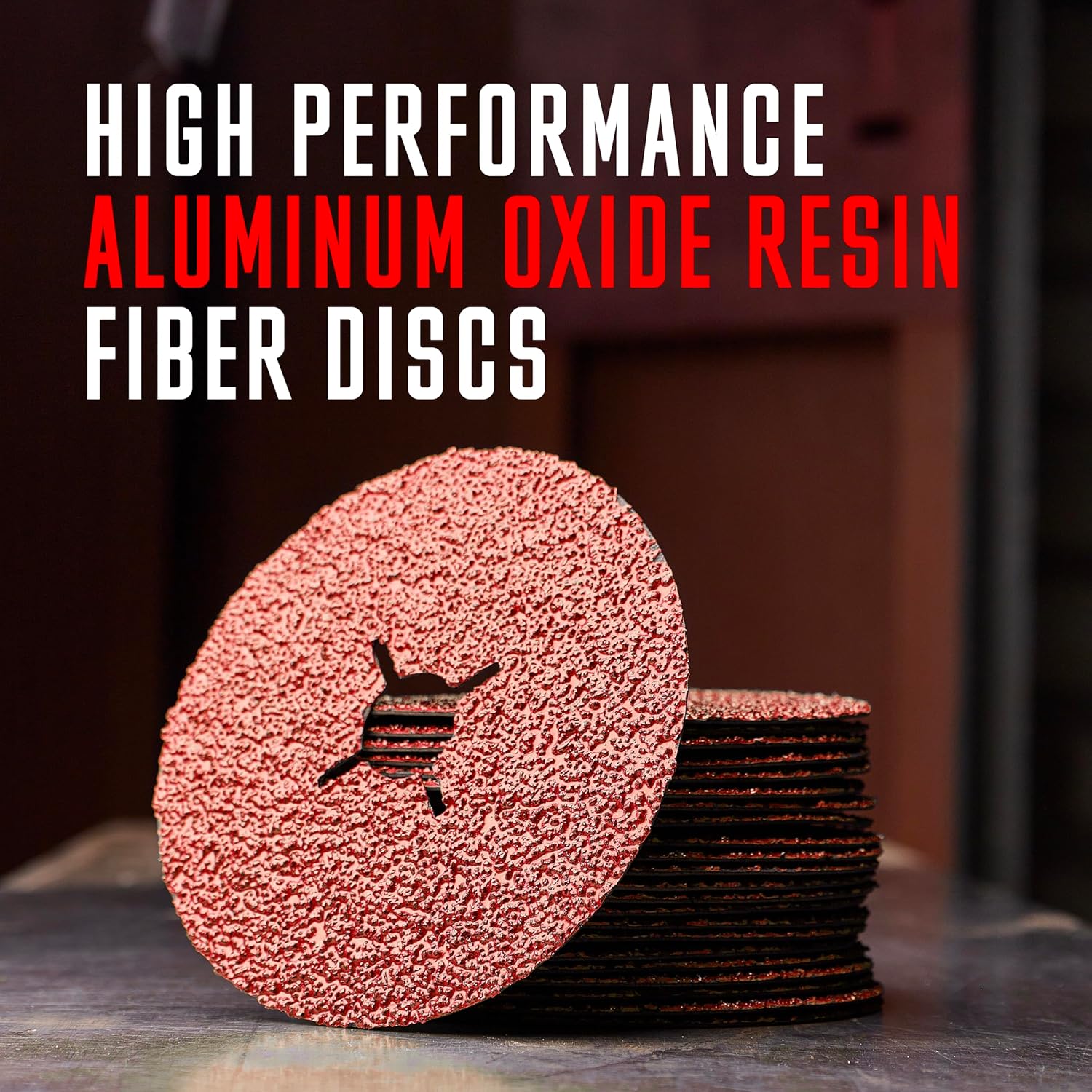 Aluminum Oxide Resin Fiber Sanding and Grinding Discs for Angle Grinder, 4-1/2” x 7/8”, 60 Grit, 25-Pack + Backing Pad + Lock Nut