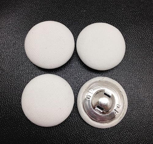 Vista 21 de PEPPERLONELY 10 piezas de tela de 0.394 in cubierta con botones redondos de vástago de metal, azul marino