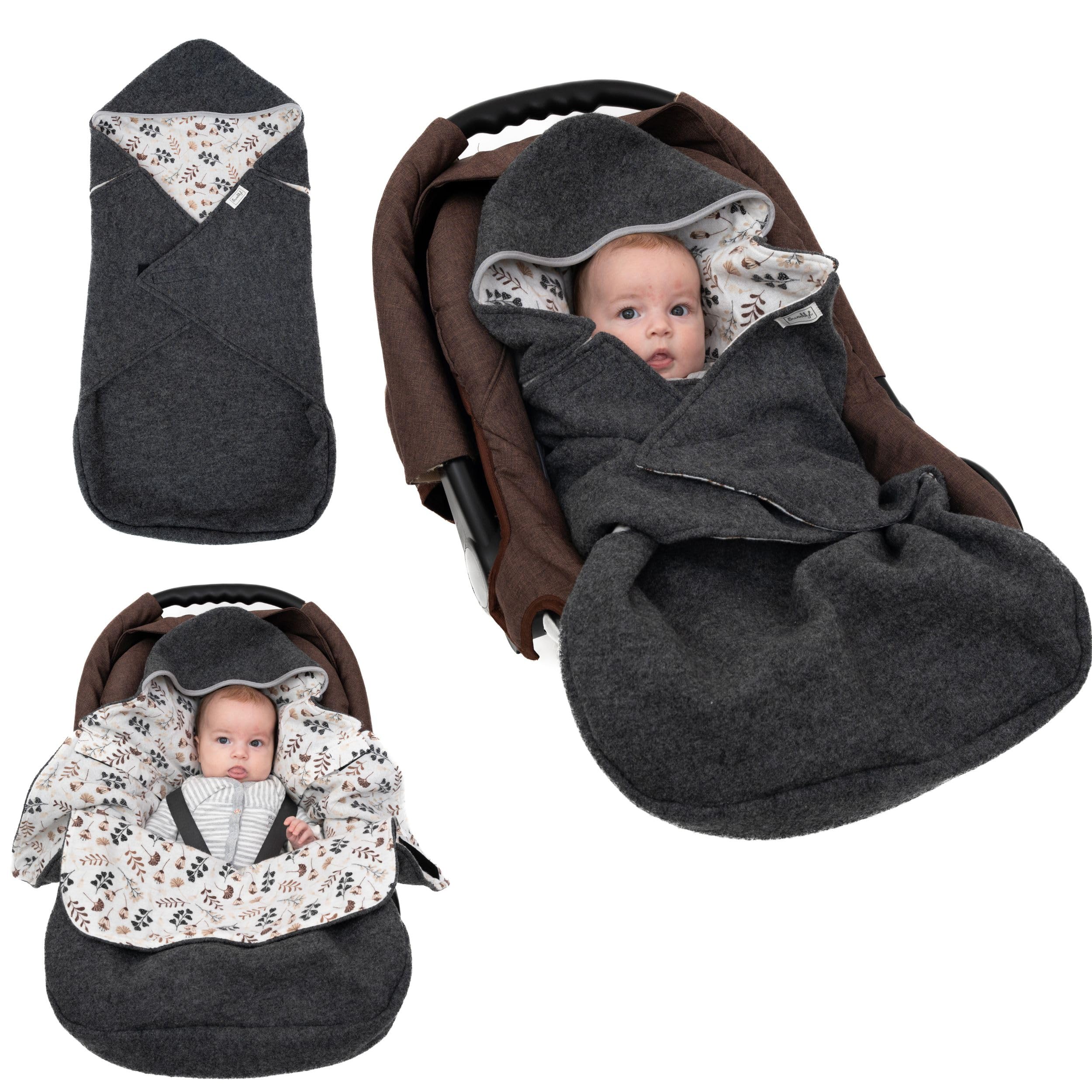 Swaddyl WOLLWALK Einschlagdecke Babyschale - Baby Fusack - Maxi-Cosi Decke  - Einschlagdecken fr Kinderwagen - Neugeborene bis 11 Monaten aus 100%  Wolle (Grau/Blumen) : Amazon.de: Baby