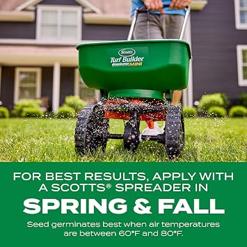 Scotts Turf Builder Thick'R Lawn Sun and Shade - Combination Grass Seed, Lawn Fertilizer and Soil Improver, Thickens Thin Grass, Covers 1,200 sq. ft., 12 lb.