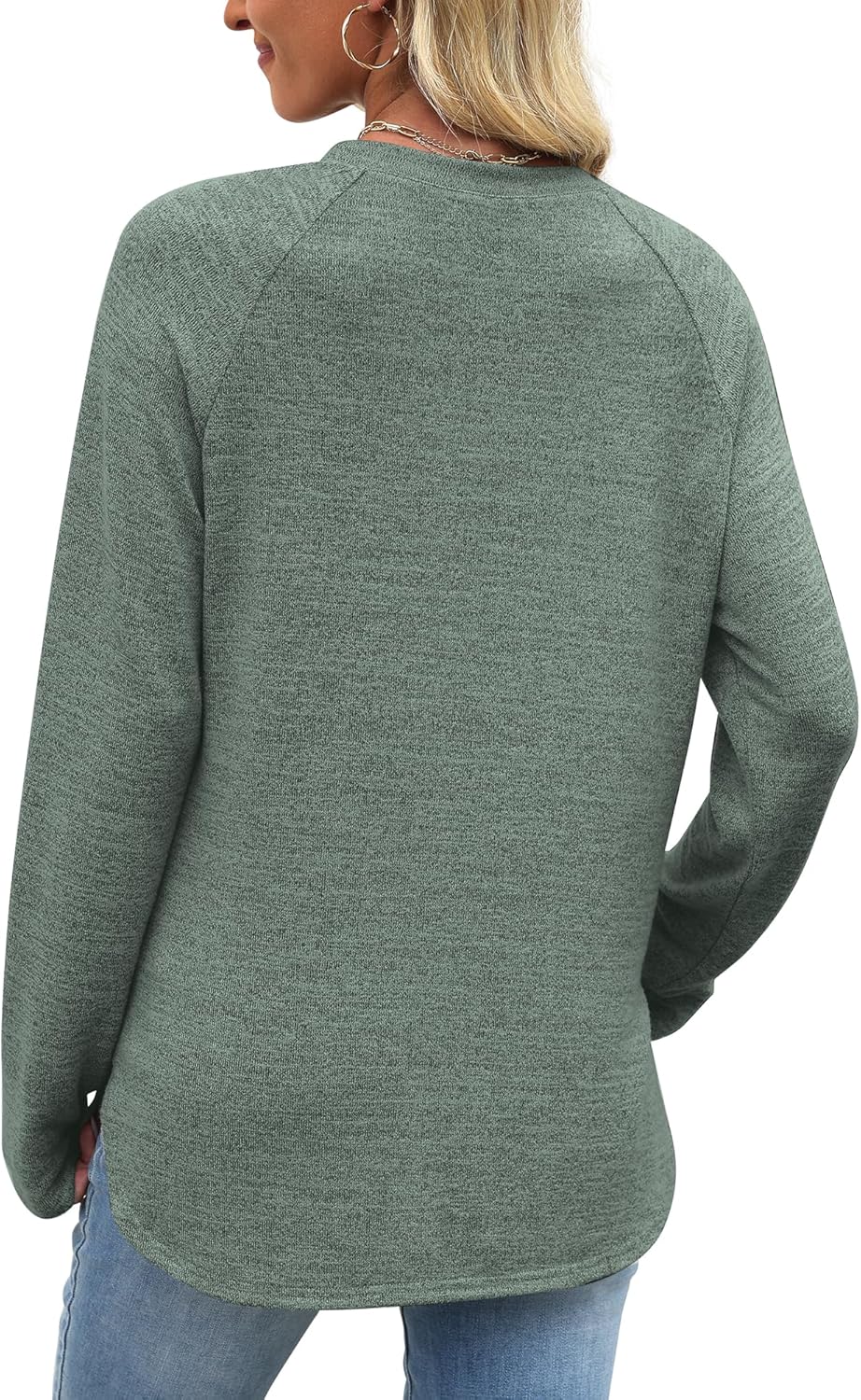 OFEEFAN Long Sleeve Shirts for Women Loose Fit Tunic Tops dressy casual Crew Neck Pullover Sweaters fall Outfits Clothes 2025 - Image 5