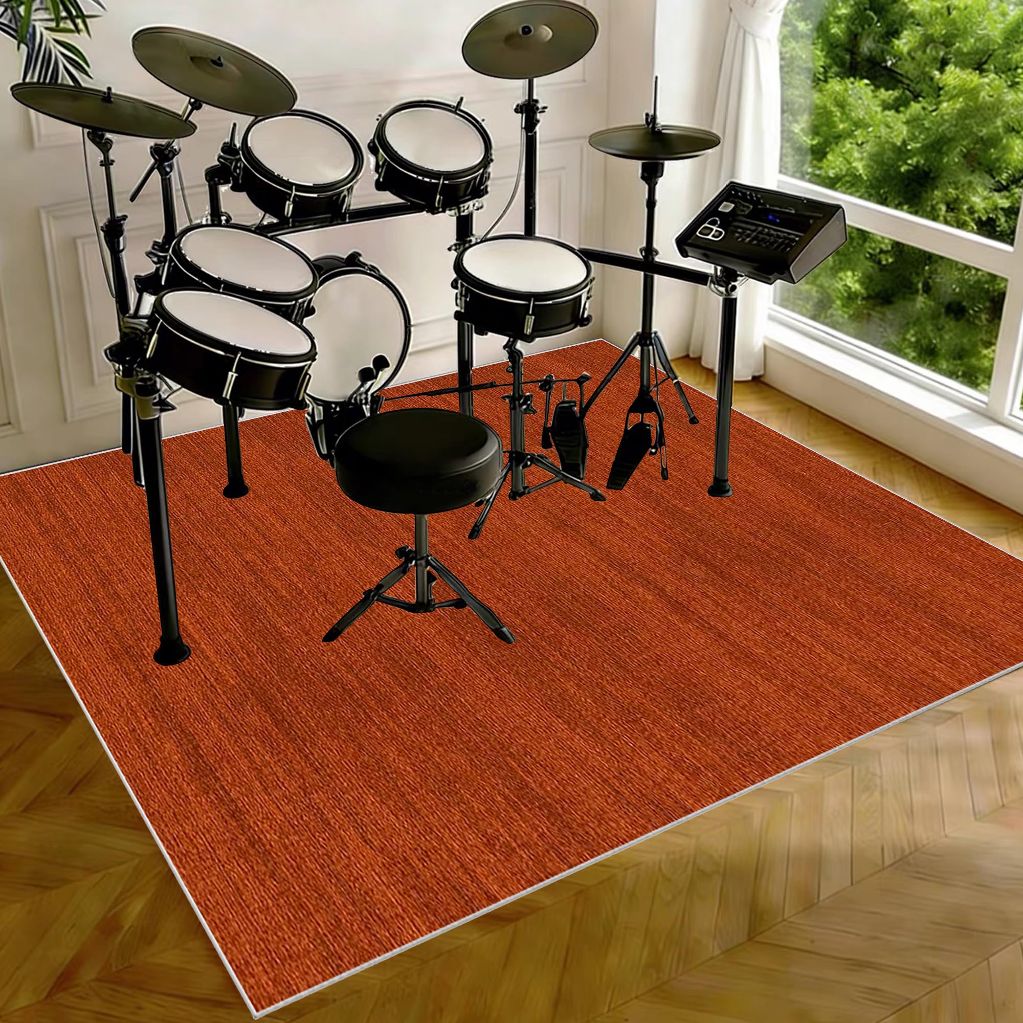Tapis de Batterie, Tapis de Batterie électrique, Tapis Batterie Acoustique, Professionnel Tambour Tapis, Tapis Antidérapant pour Batterie, Tapis Insonorisation Acoustique Batterie 140 x 100 cm