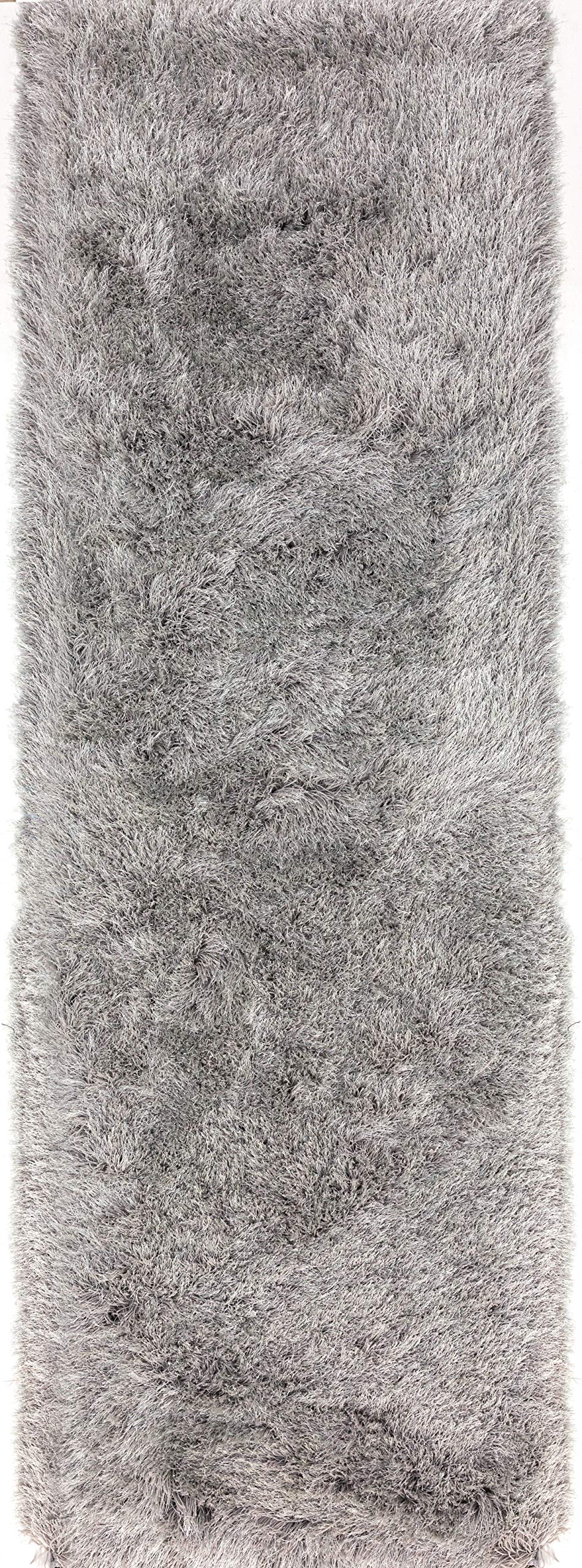 Addison Rugs Aurora AAU31 Grey 2'3" x 7'6" Rectangle Soft Shag Runner Rug, Easy Clean, Plush, Bedroom, Entryway, Laundry Room, Living Room, Dining Room, Kitchen Rug