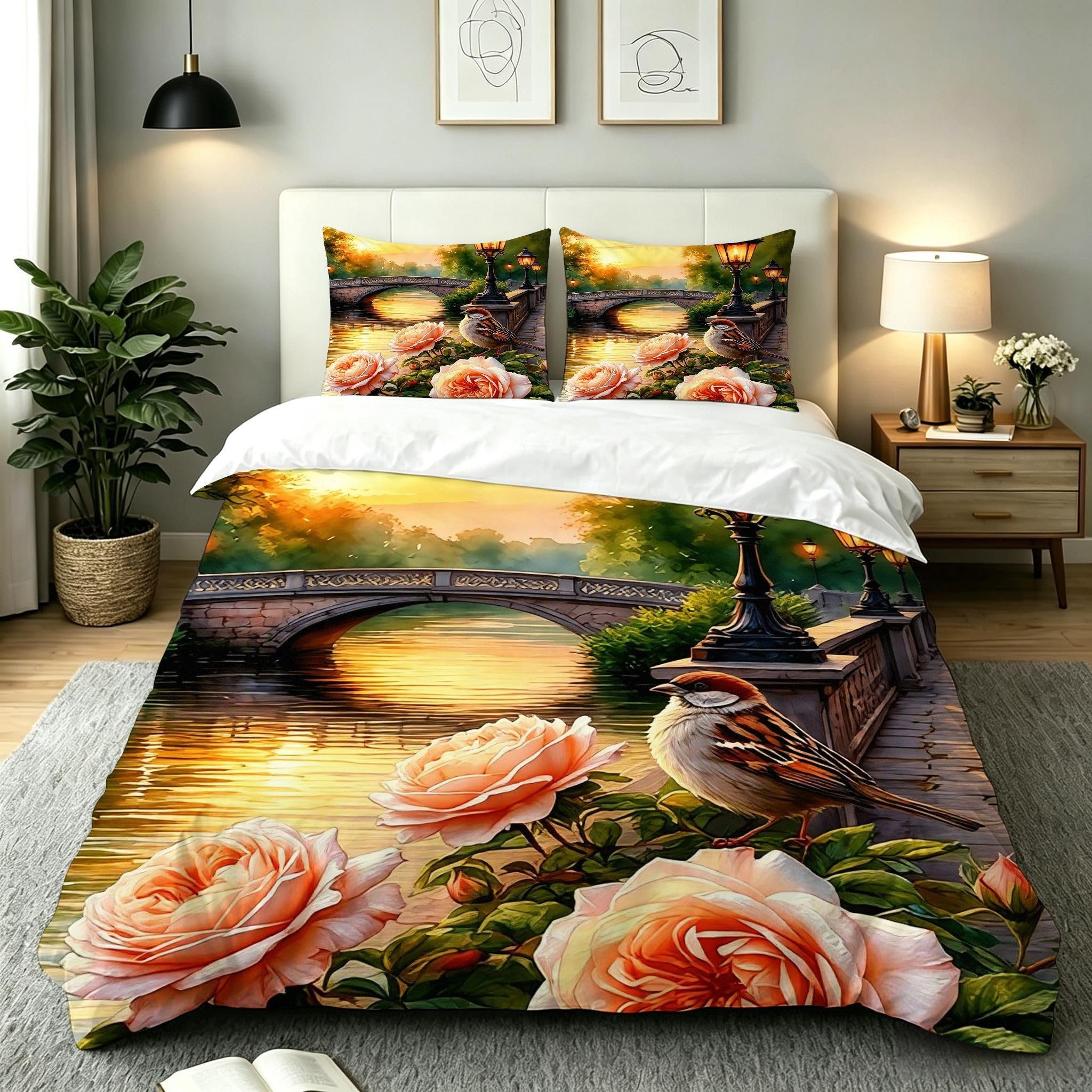 Copripiumino Matrimoniale Peonia Rosa 260x240, ZW204 | Traspiranti Durevoli Microfibra, per Tutta la Famiglia, Matrimoniale, per Tutte le Stagioni, con 2 Federe 50x80 cm