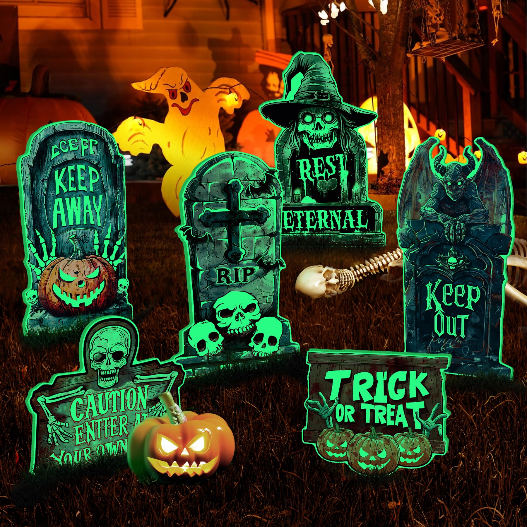 Pourbibi Dekoracja nagrobka na Halloween