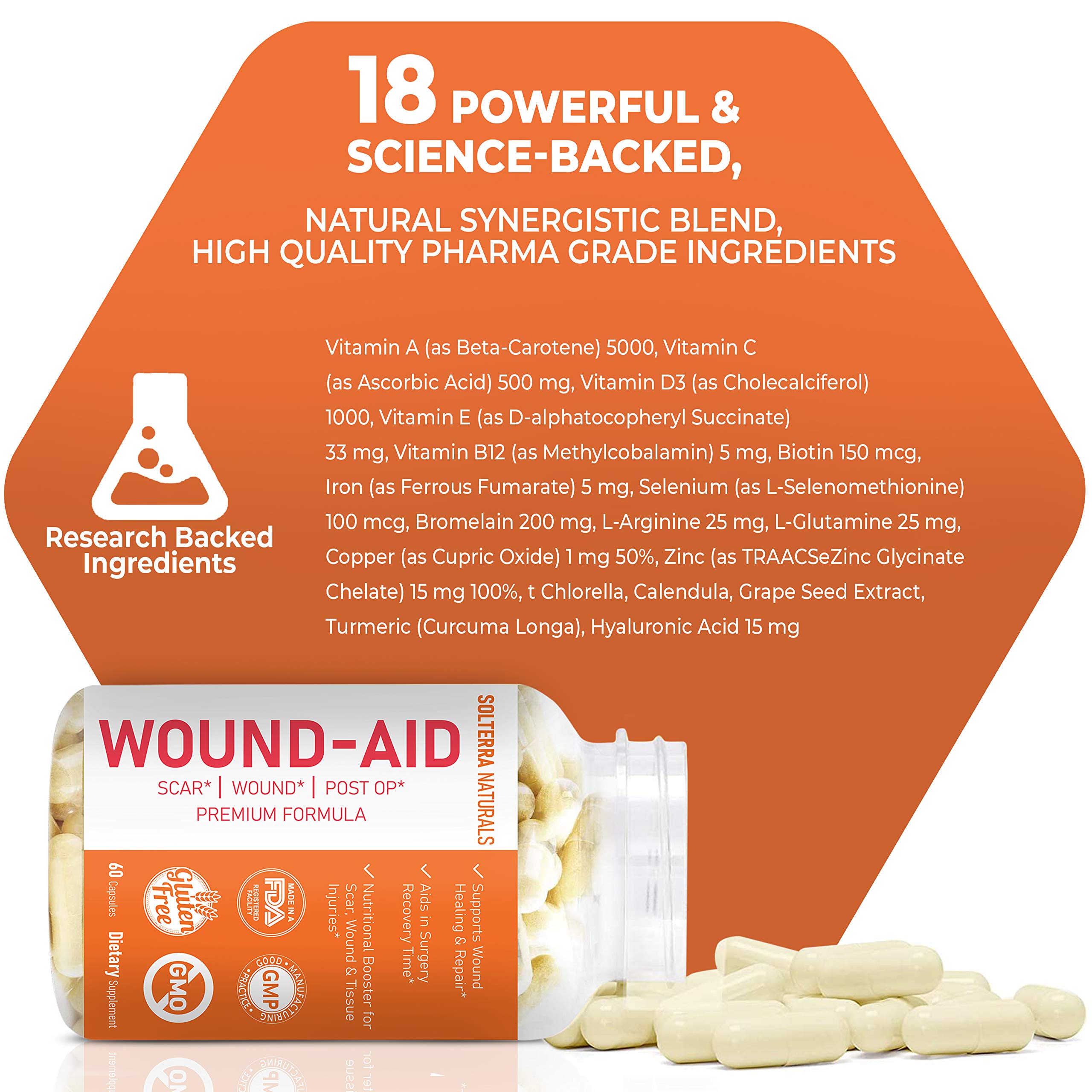 Buy Wound Aid Scar, Wound Care, Post Surgery Vitamin; Wound Healing