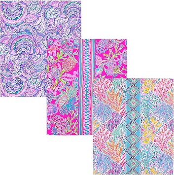 Lilly Pulitzer 3-Pack Pocket Folder Set, Colorful Letter Size Document Organizers, Folders Come Hole Punched to Fit Binders, Shell Me Something Good Assorted