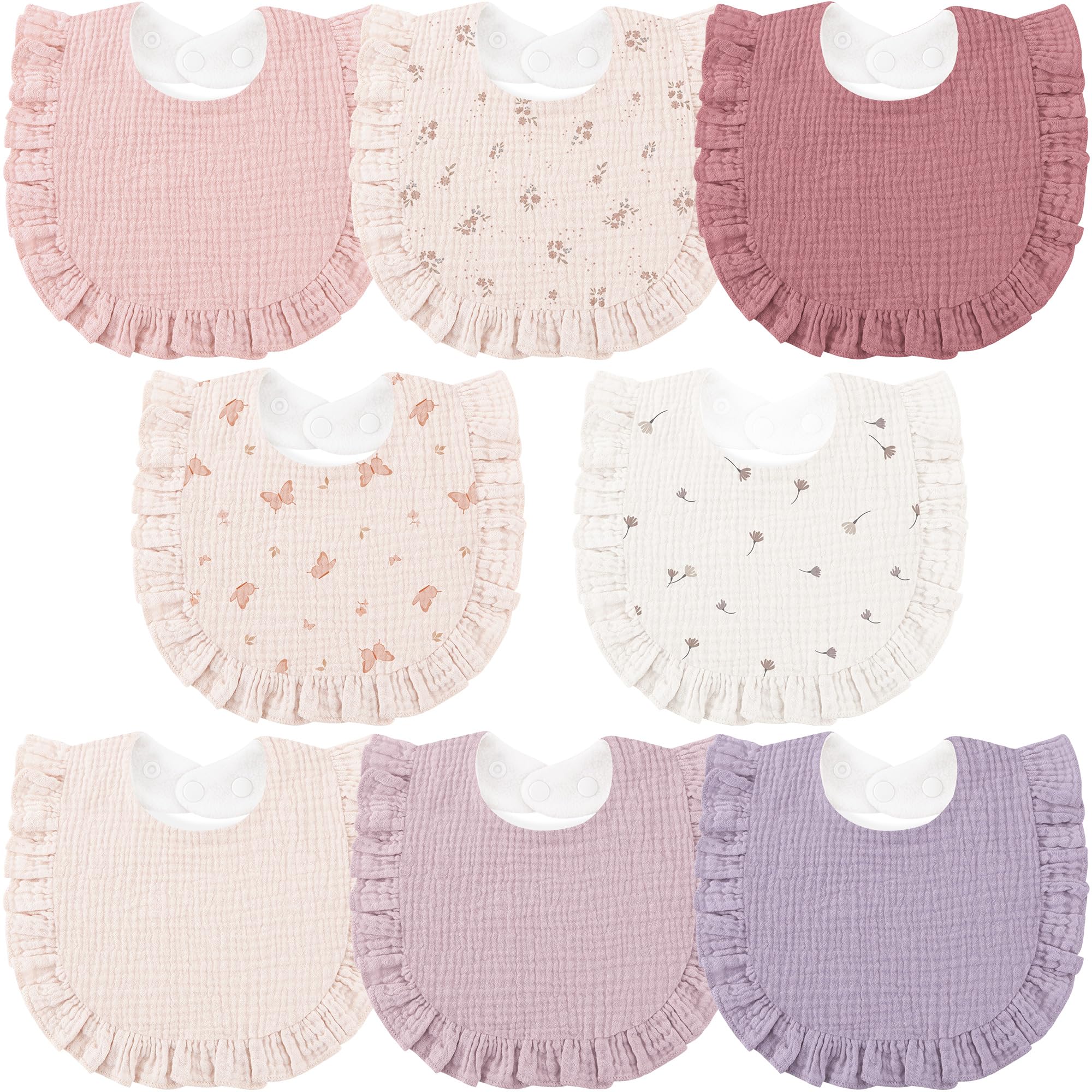 8 Pack Muslin Baby Bibs