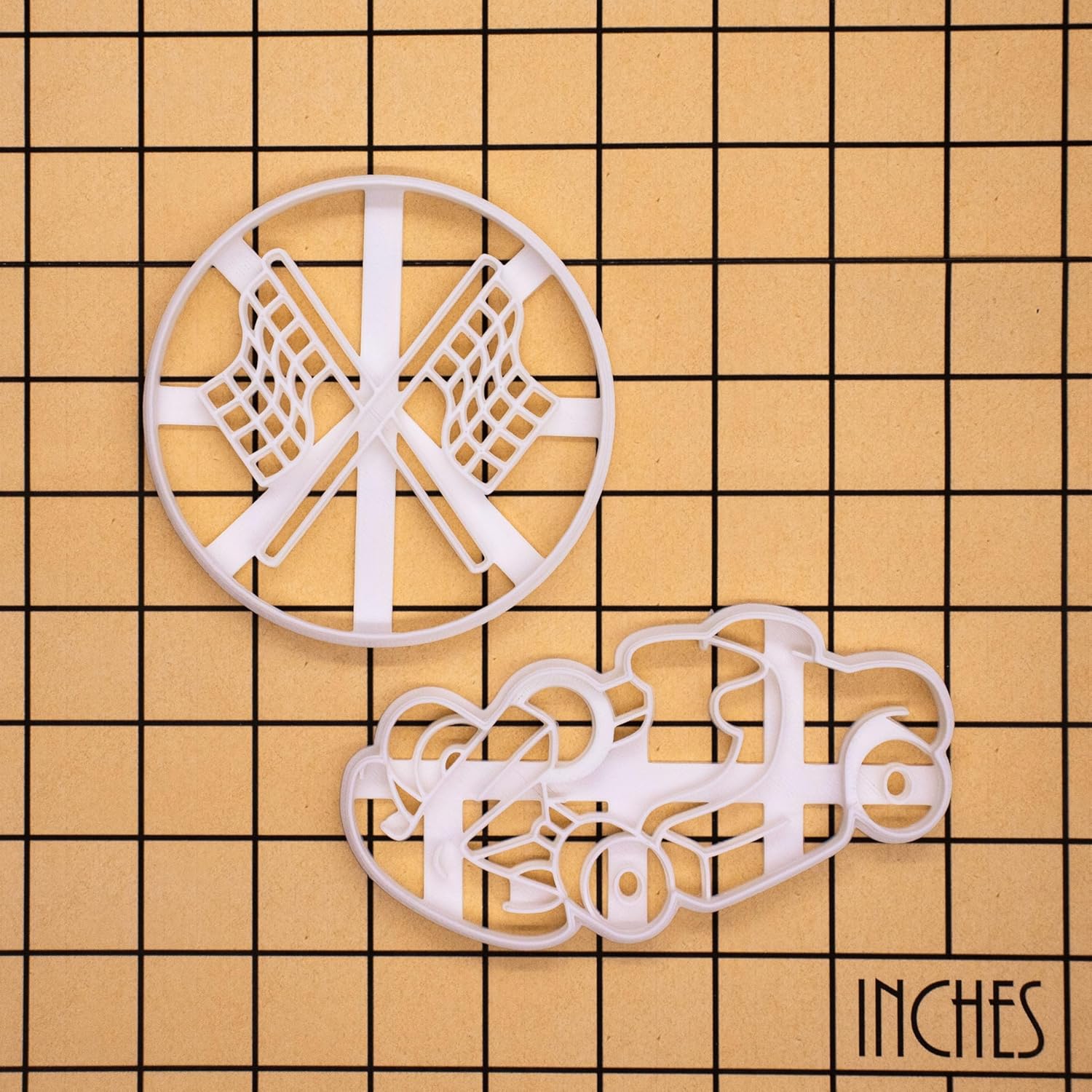 Set of 2 Go-Kart and Racing Flag Cookie Cutters, 2 pieces - Bakerlogy