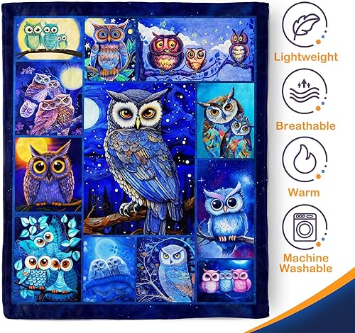 Miniatura 4 de Manta de búho, regalos para niños y mujeres, manta para amantes de los búhos, adultos, hombres, adolescentes, niñas, niños pequeños, dormitorio,