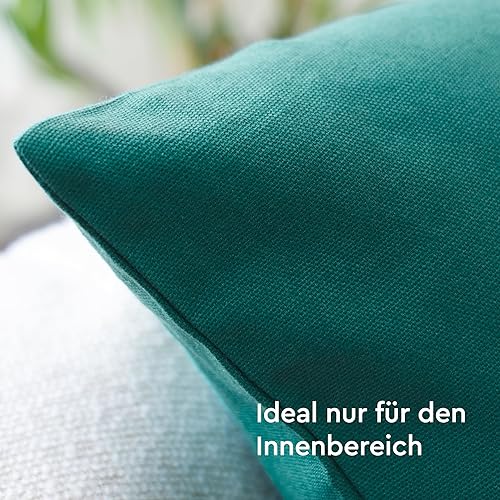 Vista 88 de Encasa Homes - Juego de 2 fundas de almohada, 18 x 18 pulgadas, lona de algodón teñidas, cuadradas, decorativas, para sofá, silla, cama y hogar, Azul