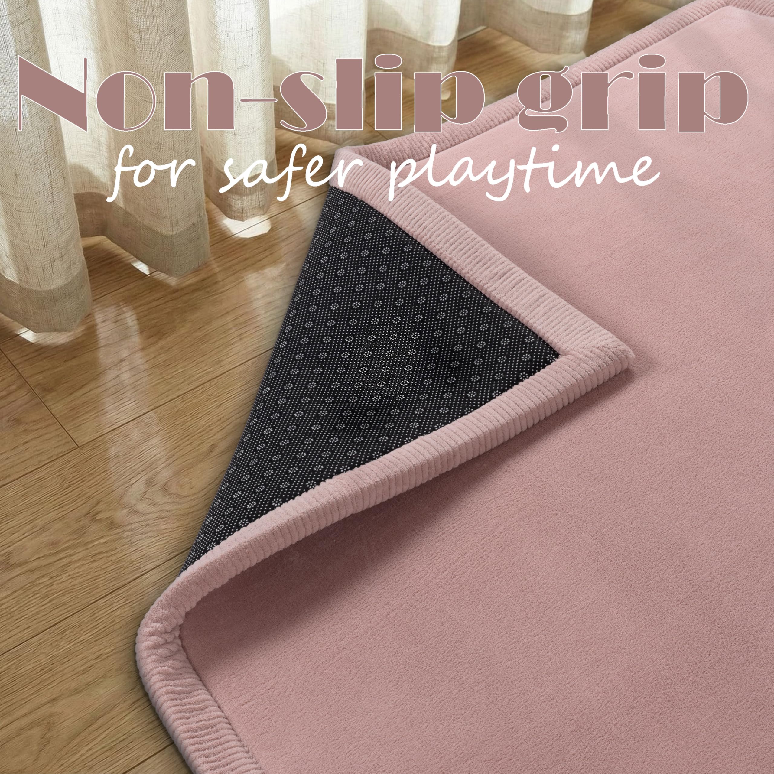Paco Home Teppich Kinderzimmer Kinderteppich Baby Spielteppich Krabbeldecke Krabbelmatte Weich rutschfest Jungen Mädchen Deko, Grösse:120 cm Rund, Farbe:Pink