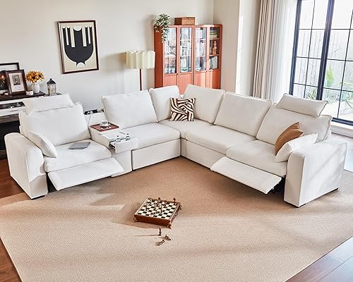 Oversized Modular Sectional Sofa with Double Power Recliner, Cloud Reclining