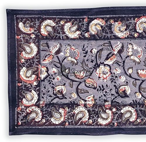 Miniatura 4 de Sweet Us Juego de dos manteles individuales de algodón con estampado de bloques de moda floral y una servilleta gris, mantel individual de cocina