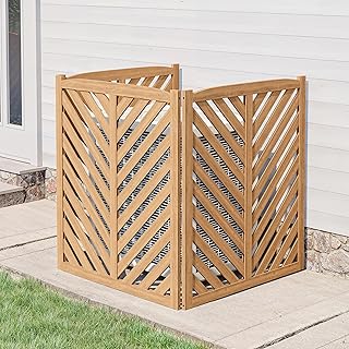 BELLEZE Privacy Fence Panels for Outside, Wooden Air Conditioner Fence Pool Equipment Generator Trash Can Enclosure Outdoor Fence Panels - 41" H X 36" L X 36" W (3 Panels, Brown)