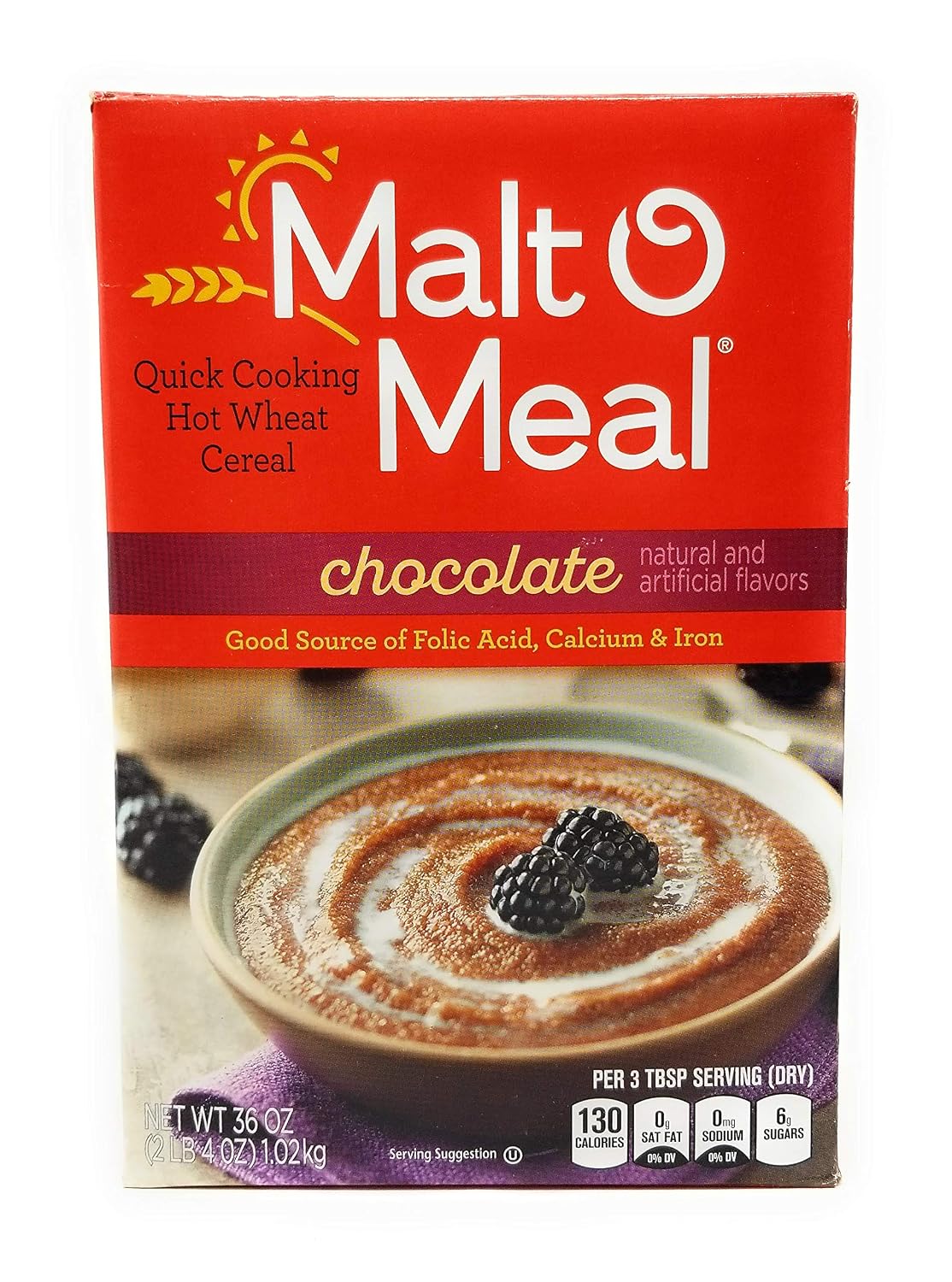 Malt O Meal, Chocolate, Quick Cooking Hot Wheat Cereal, 36oz Box (Pack of 3)