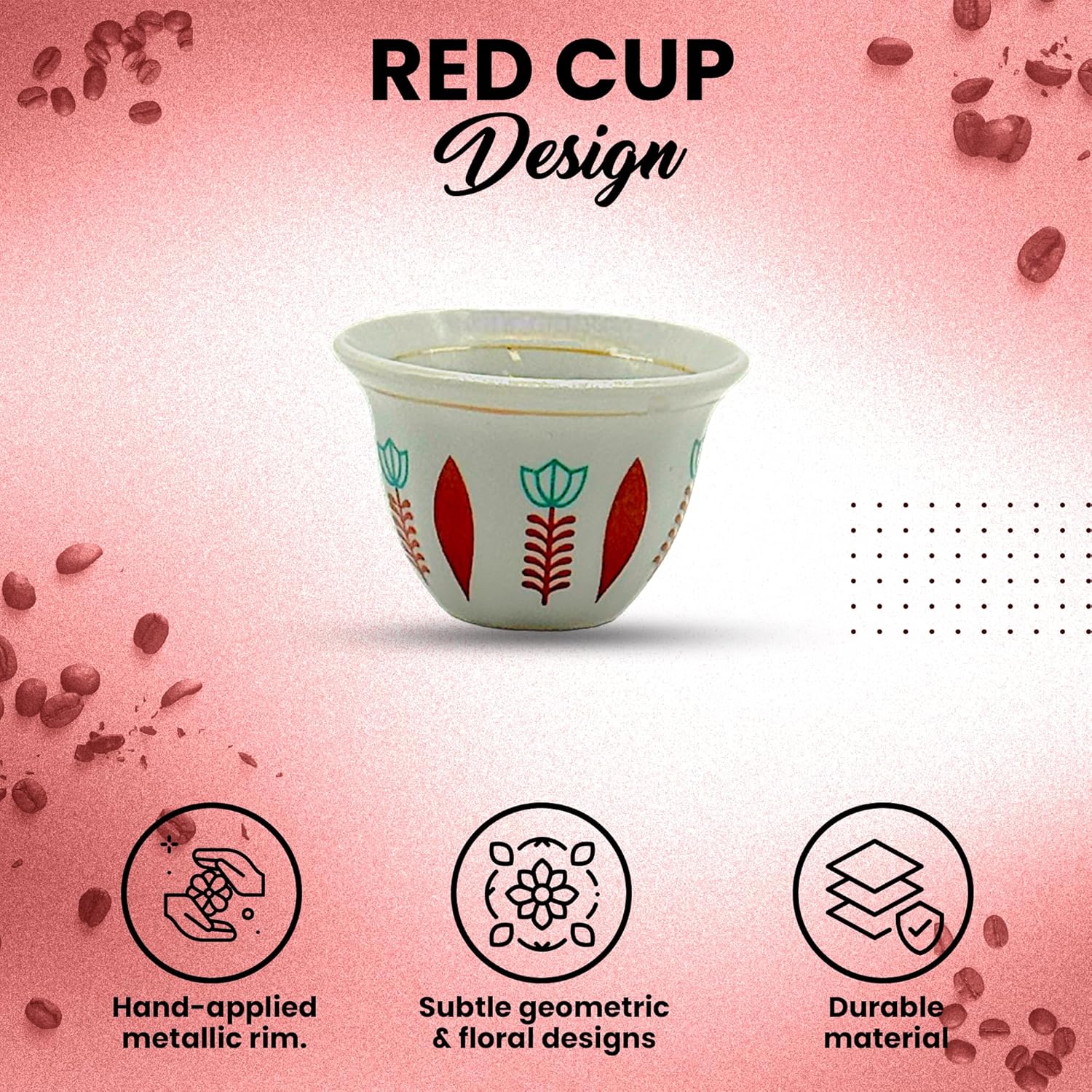 Generic Premium Porcelain Arabic Turkish Greek Coffee Cup Set 1.5 oz - (blue/red/green) (12, red)