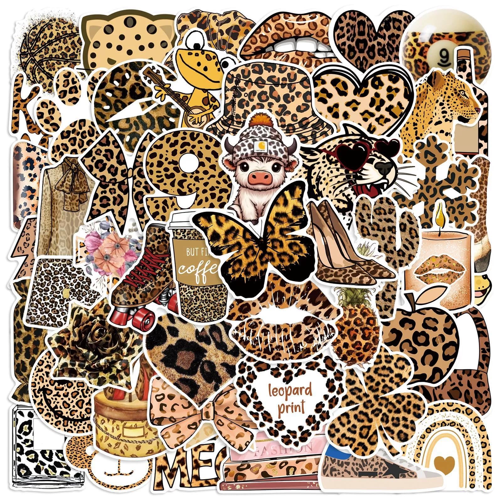 Leopard Aesthetics Stickers for Laptop(50 PCS),Gift for Children Teens Adults Girl Boys,Leopard Y2K Waterproof Stickers for Skateboard,Scrapbook,Bike,Phone,Computer,Luggage Water Bottle Guitar - Image 2