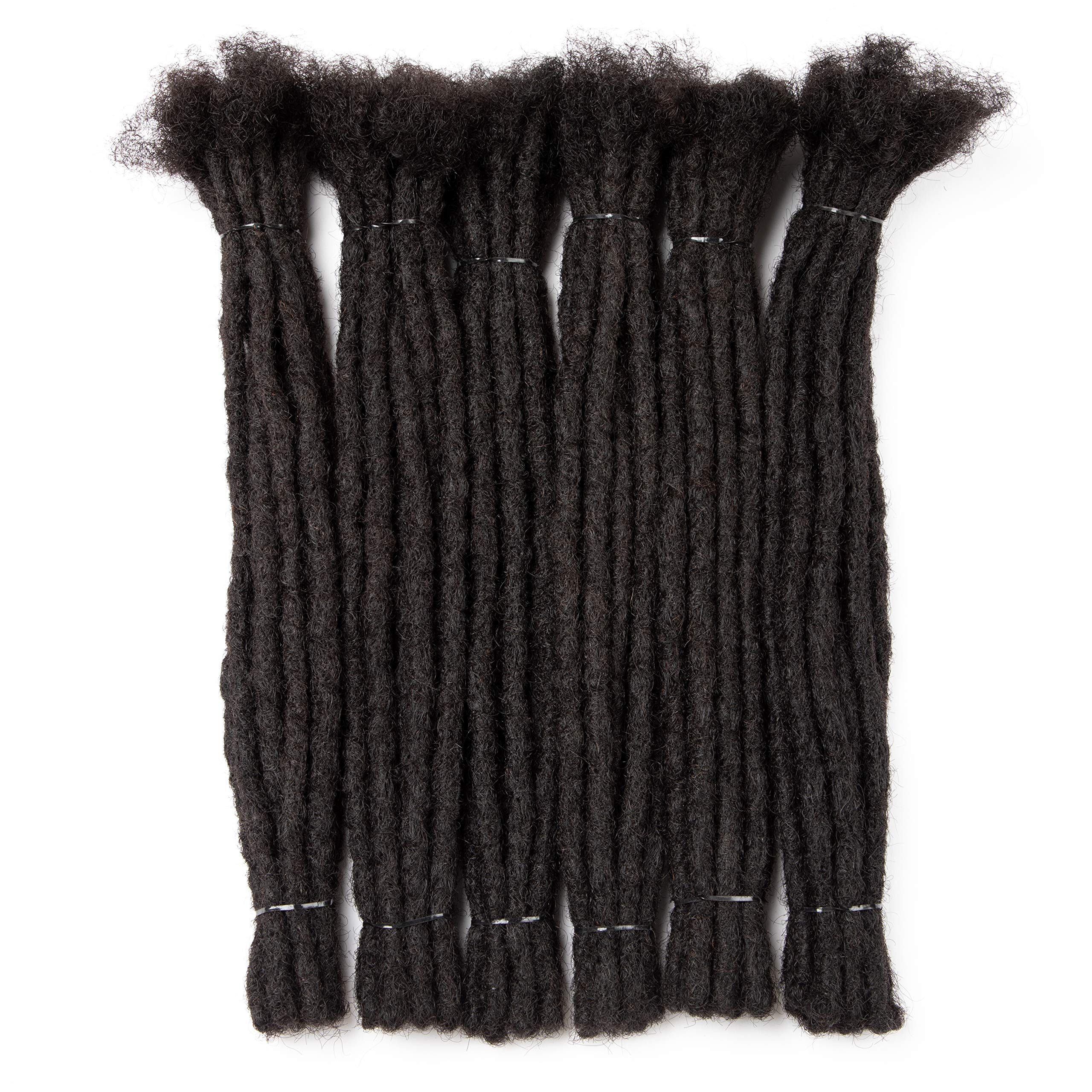 Originea Dreadlock Extensions Made From Human Hair Handmade Permanent Loc Extensions For Women/Men Natura Black Thickness 0.8cm (12 Inch, 100 locs)