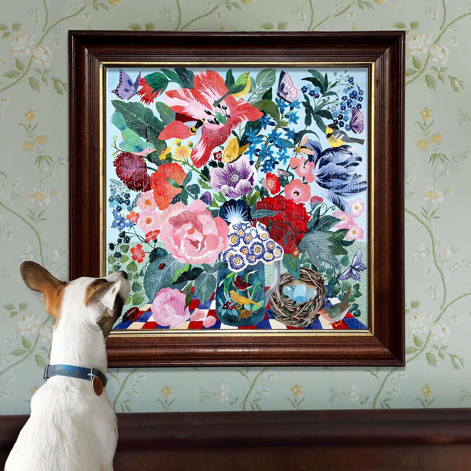 eeBoo 1000 Piece Puzzle - Spring Bouquet Jigsaw Puzzle for Adults, Square 23" x 23" Made with Recycled Board & Vegetable-Based Ink
