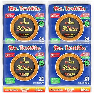 Mr.Tortilla 1 Net Carb Tortillas Low Carb Keto Soft Taco Shells for Wraps,Quesadillas&Tostadas-Healthy Vegan Wraps-No Chol...