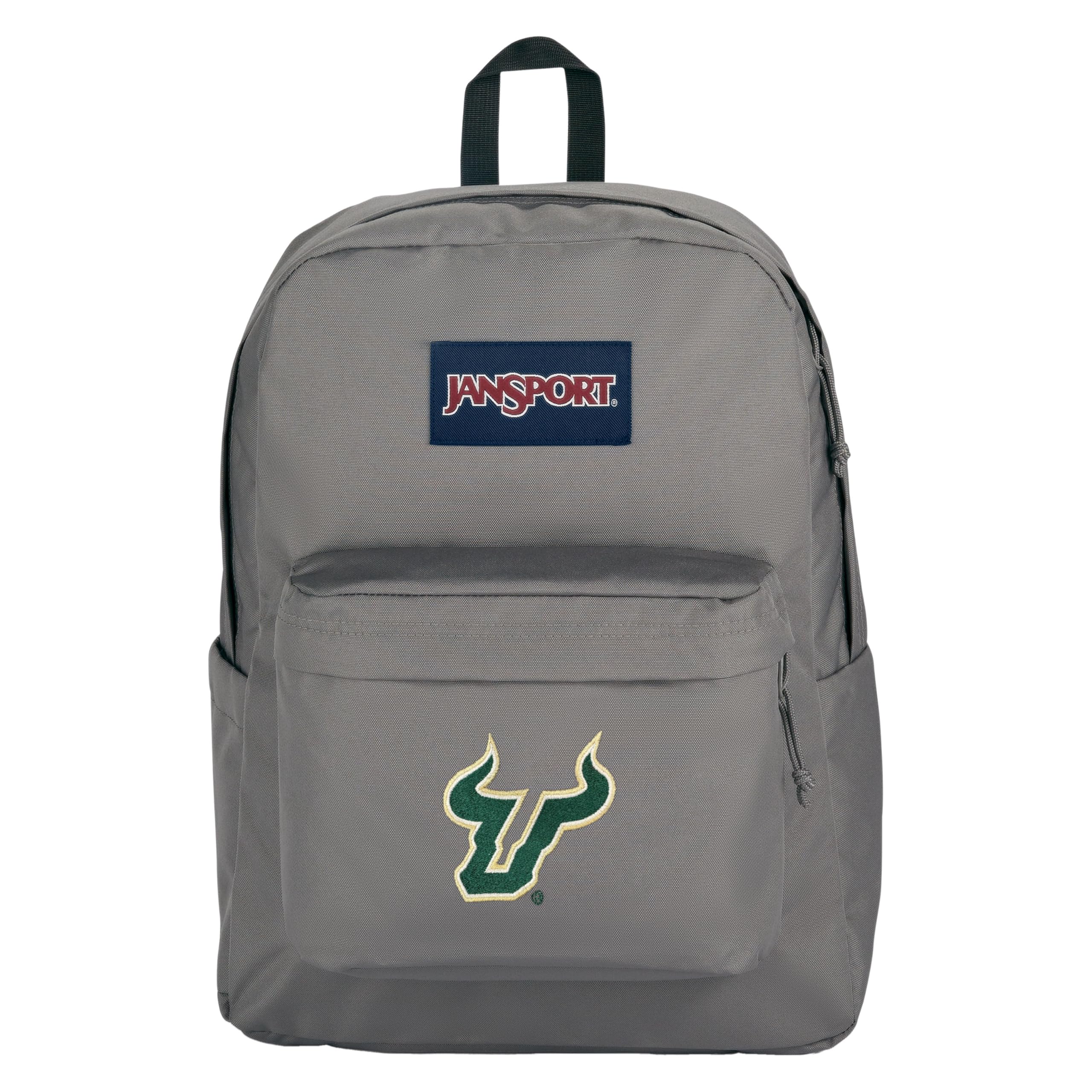 JanSport NCAA Officially Licensed Backpack, USF Bulls, Superbreak Plus with Padded 15'' Laptop Sleeve, Spacious Computer Bag for Men &amp; Women, Durable Daypack with Bottle Pocket, Graphite Grey