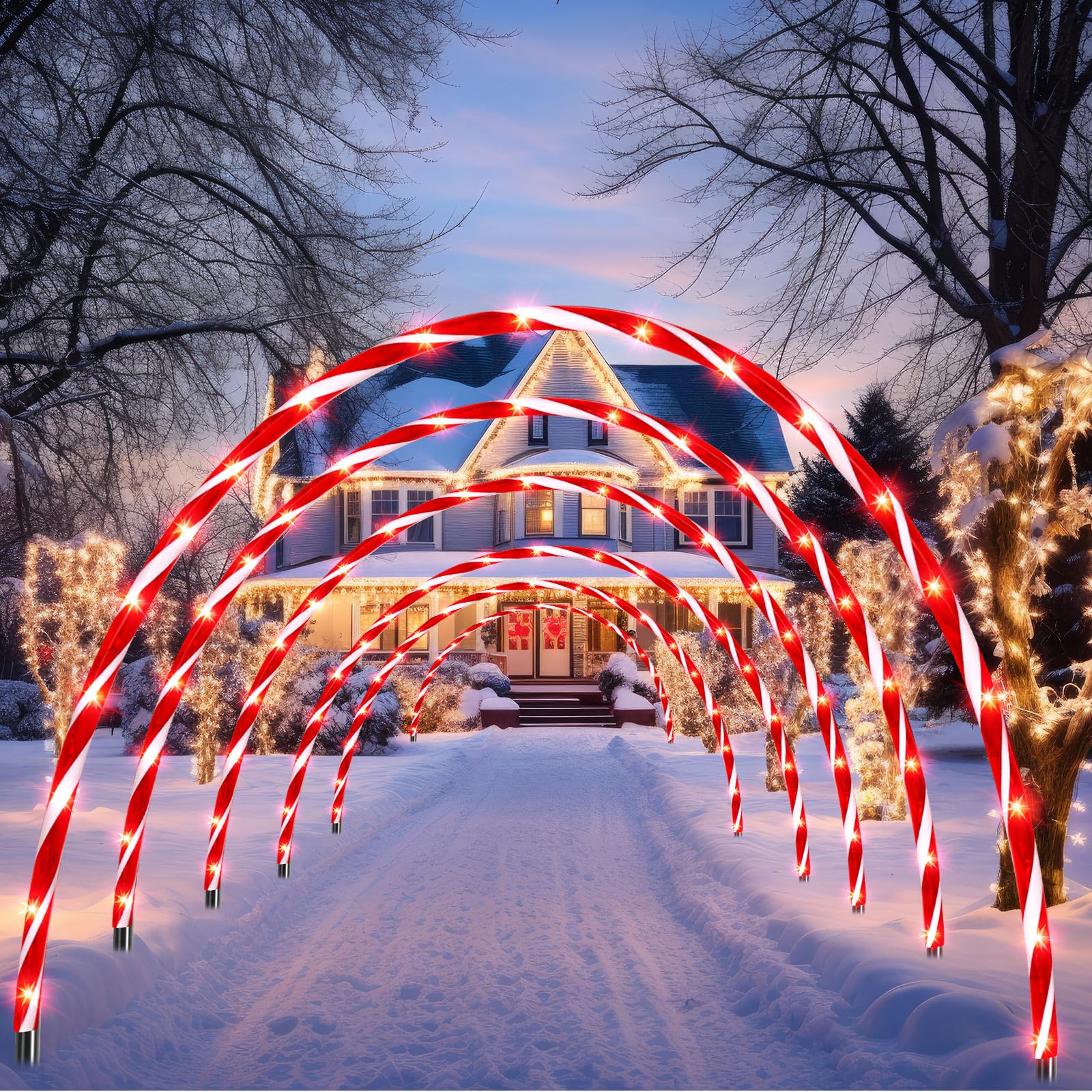 HOLIDAY PARKLIFE 149 キャンバー Amazon.com: VIHOSE 10ft Christmas Candy Light Arch LED