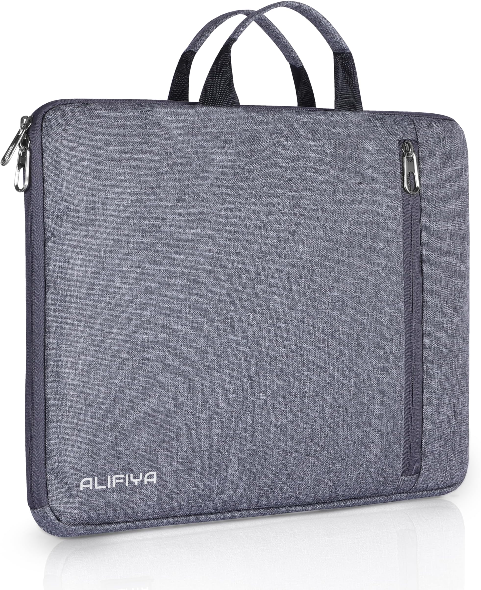 Alifiya Polyester Laptop Sleeve Cover Bag 15.6 inch for MacBook/Lenovo/Dell/Surface Pro/Asus/HP/Acer (Grey_L22, 180 Degree Opening)
