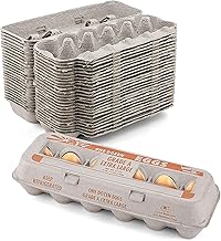 MT Products Printed Natural Pulp Egg Cartons 1 Dozen - Disposable Egg Storage Container (Pack of 25) - Made in the USA