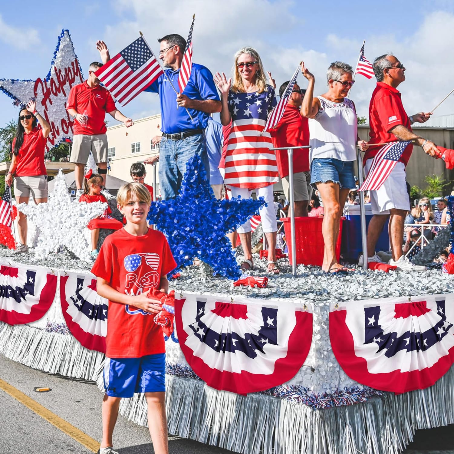4 PCS 4th of July Decorations, 1.5 x 3 FT USA Pleated Fan Flags, Patriotic Bunting Decor American Flag Banner Fourth of July US Half Fan Flags Independence Day Memorial Day Outdoor Home Decor - Image 7