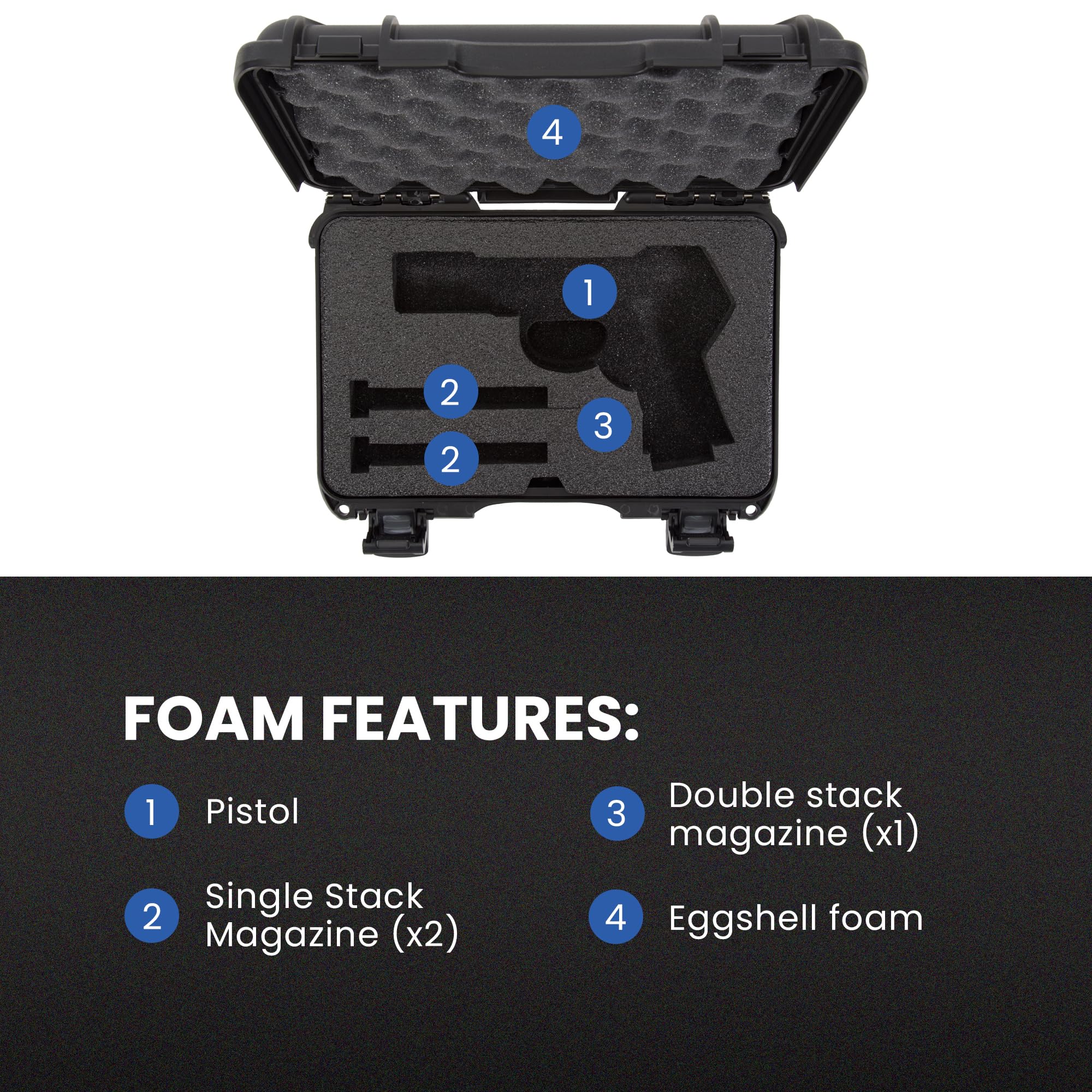NANUK Funda rígida clásica 909 con inserto de espuma personalizado, IP67 impermeable y a prueba de aplastamientos, construcción resistente para una máxima protección, fabricada en Canadá, color negro