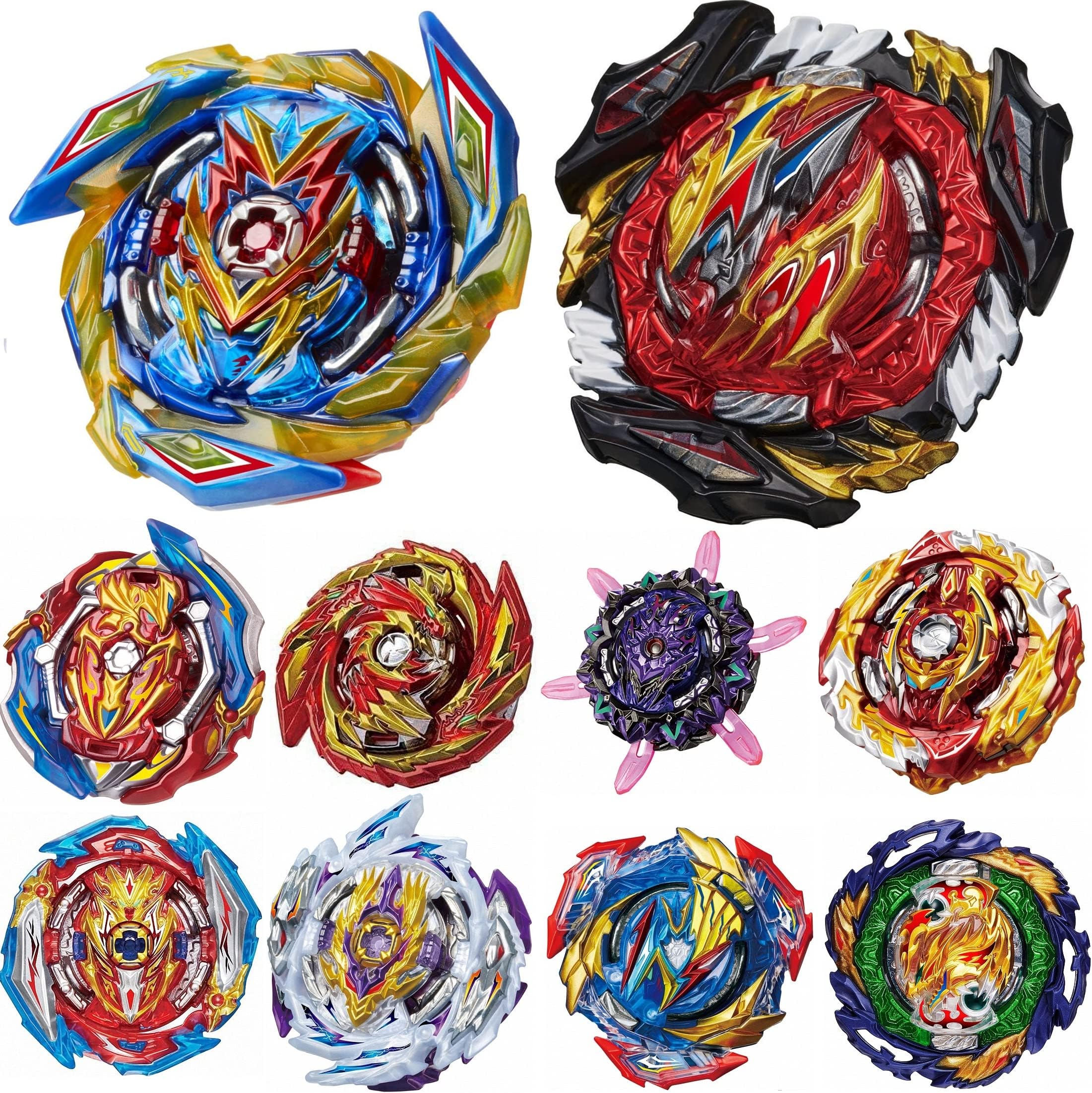 Gyros 10 Pieces Pack, Battling Top Battle Burst High Performance Set, Birthday Party School Gift Idea Toys for Boys Kids Children Age 8+
