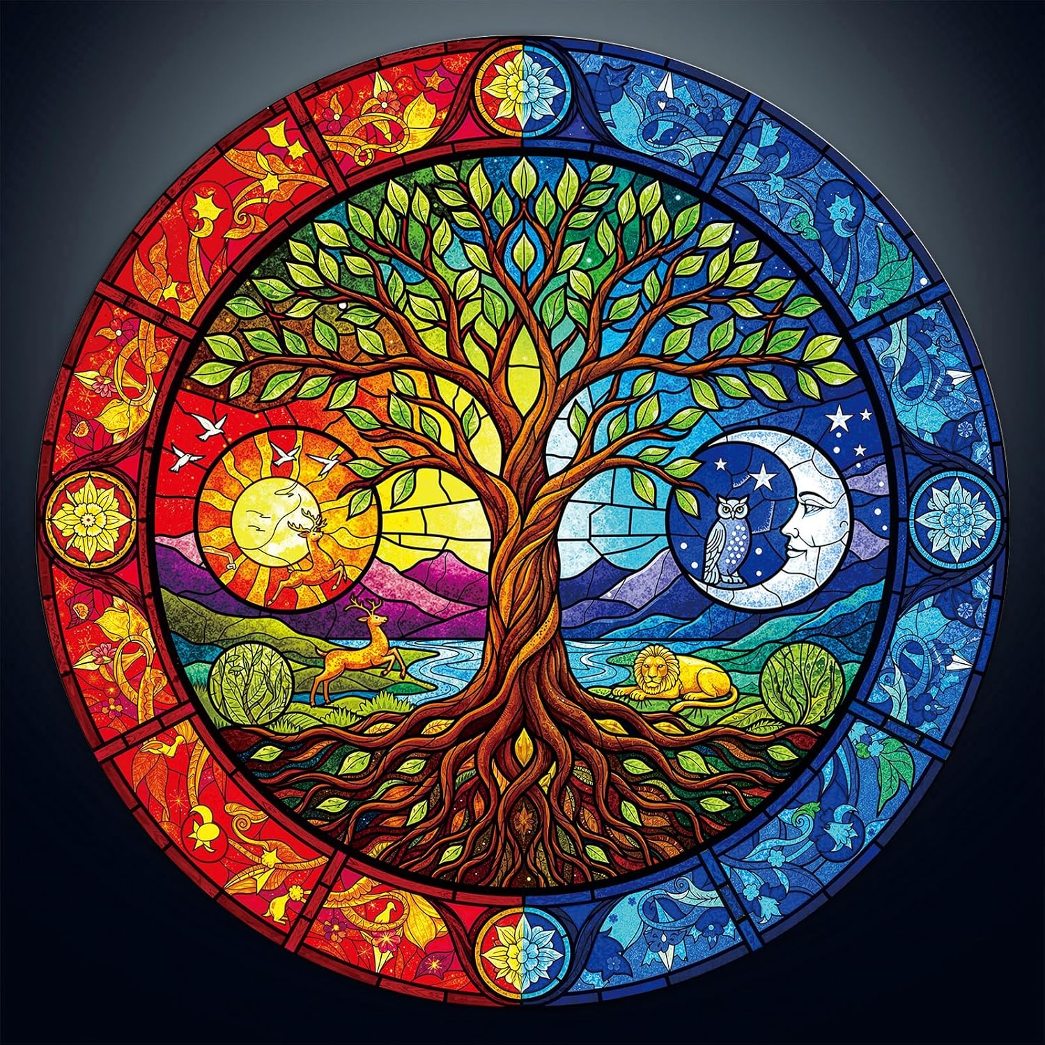 Round Puzzles for Adults 1000 Pieces - Impossible Psychedelic Mandala, 26.8" Diameter – Stress Relief & Cognitive Challenge, Ideal Mindfulness Gift for Family Game Night, Artistic Wall Decor