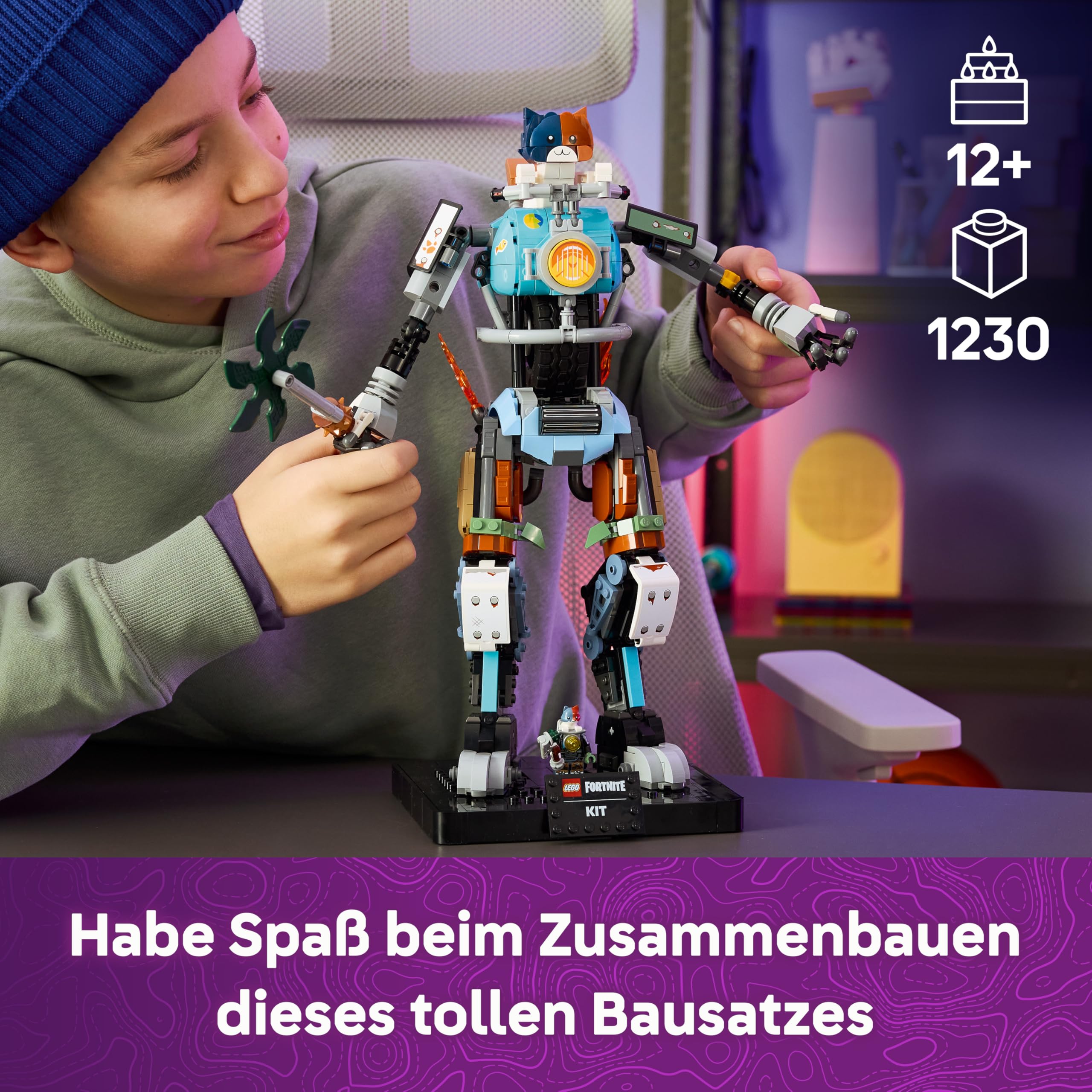 LEGO Fortnite KIT - Interaktive Figur mit Power Klaue Spitzhacke und drehendem Rad - Zimmerdeko für Kinder - Gaming Geschenk für Jungen, Mädchen und Teenager ab 12 Jahren - 77081