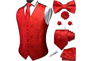 Men's Red Vest for Formal Occasions: A Complete 7-Piece Set